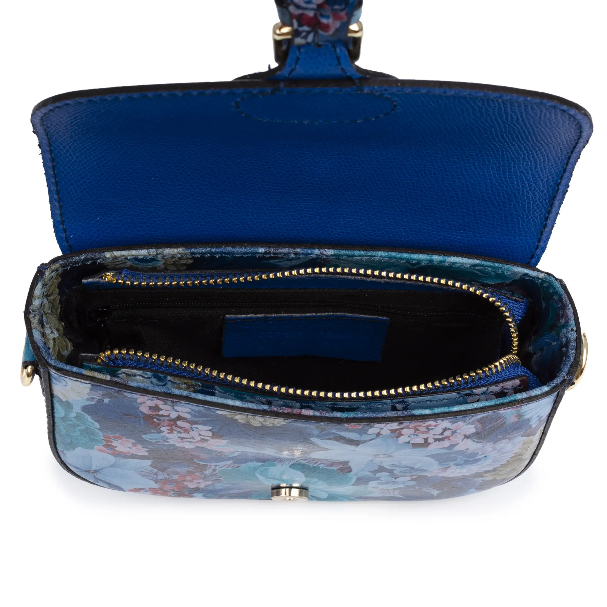 Annone bolso bandolera mujer. Piel auténtica acabado Ruga estampada con flores