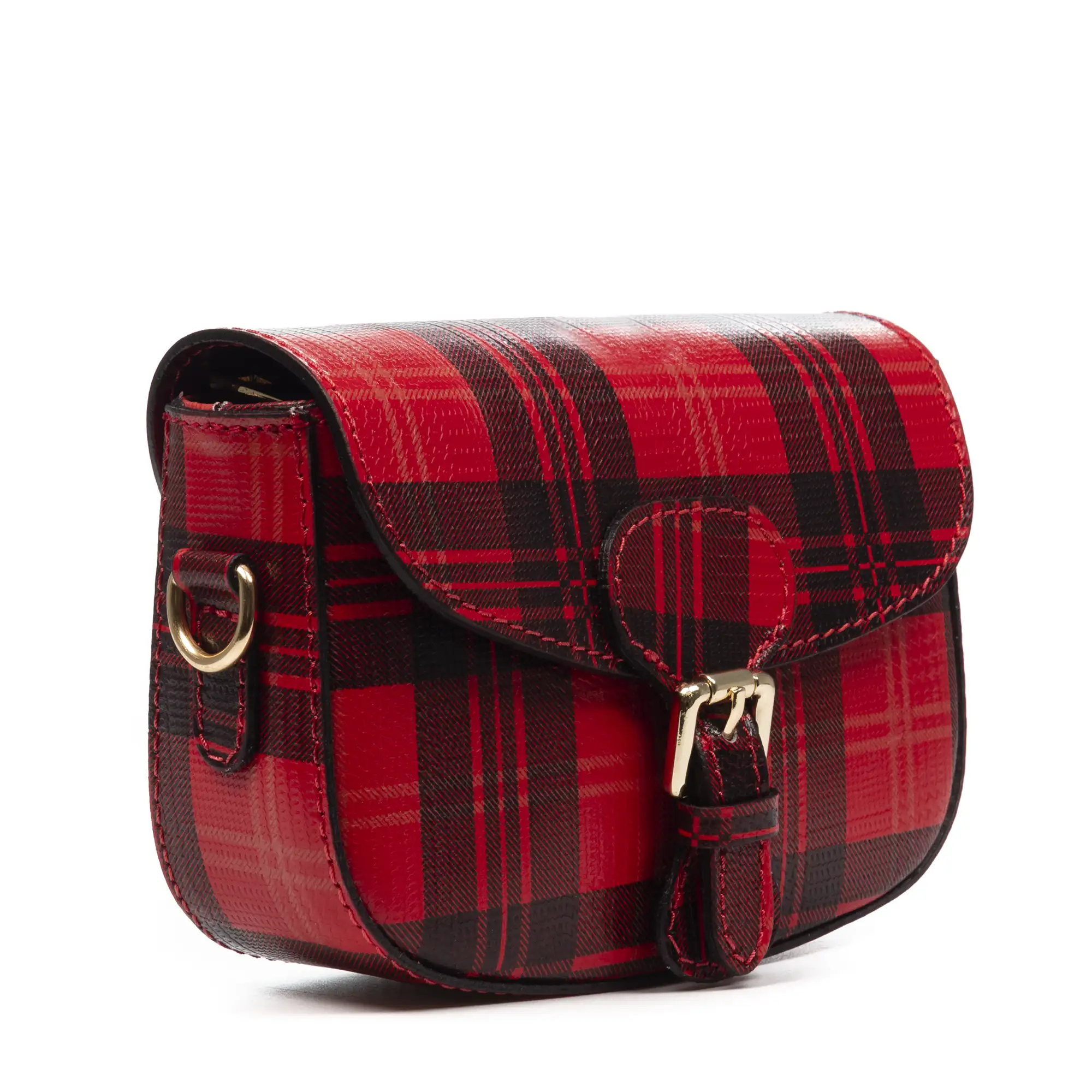 Annone bolso bandolera mujer. Piel auténtica acabado Ruga estampada con cuadro escocés.