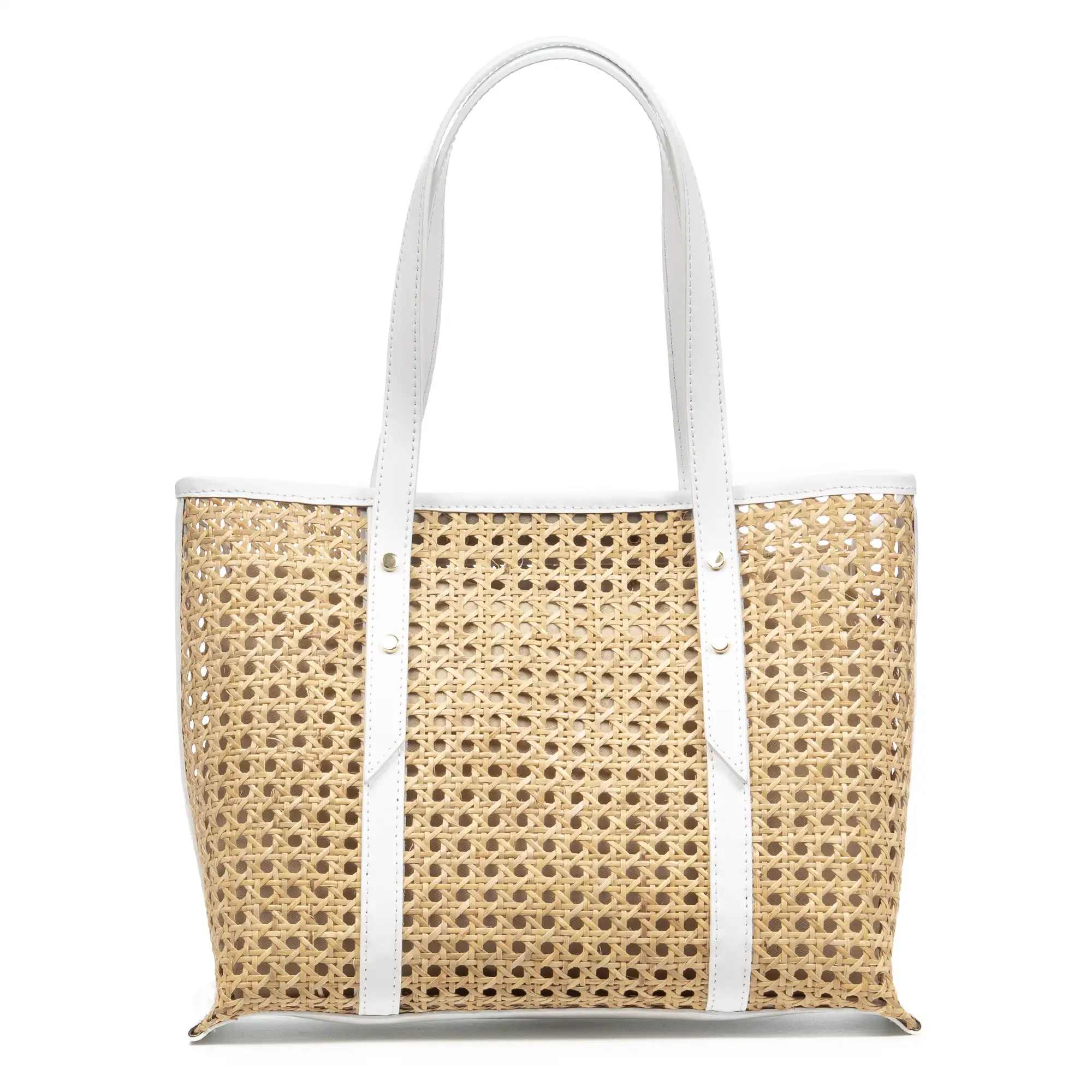 Apulia bolso Tote mujer. Piel auténtica combinada con cáñamo