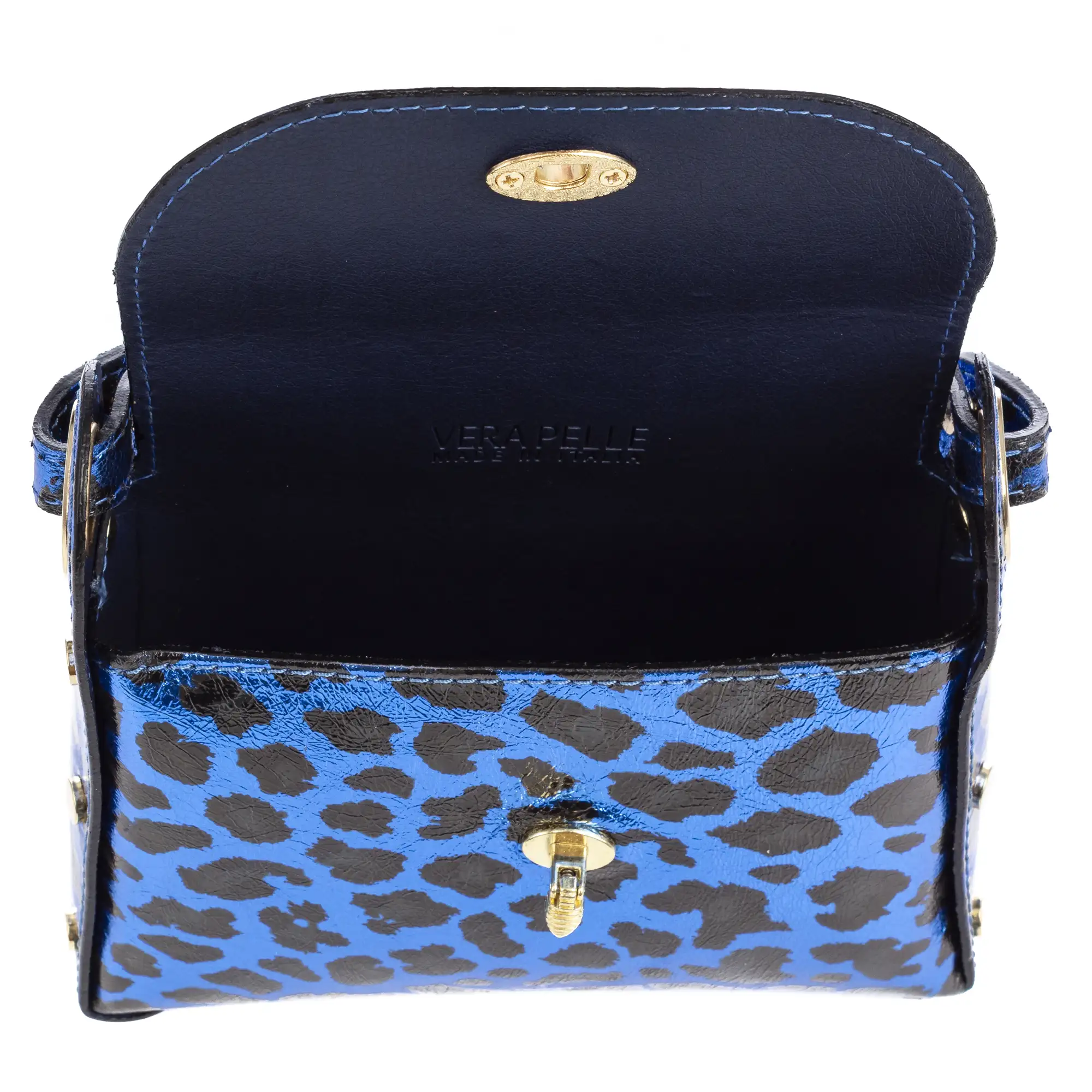 Aquileia bolso de mano mujer. Piel auténtica Gamuza con estampado animal print leopardo lacada brillante.