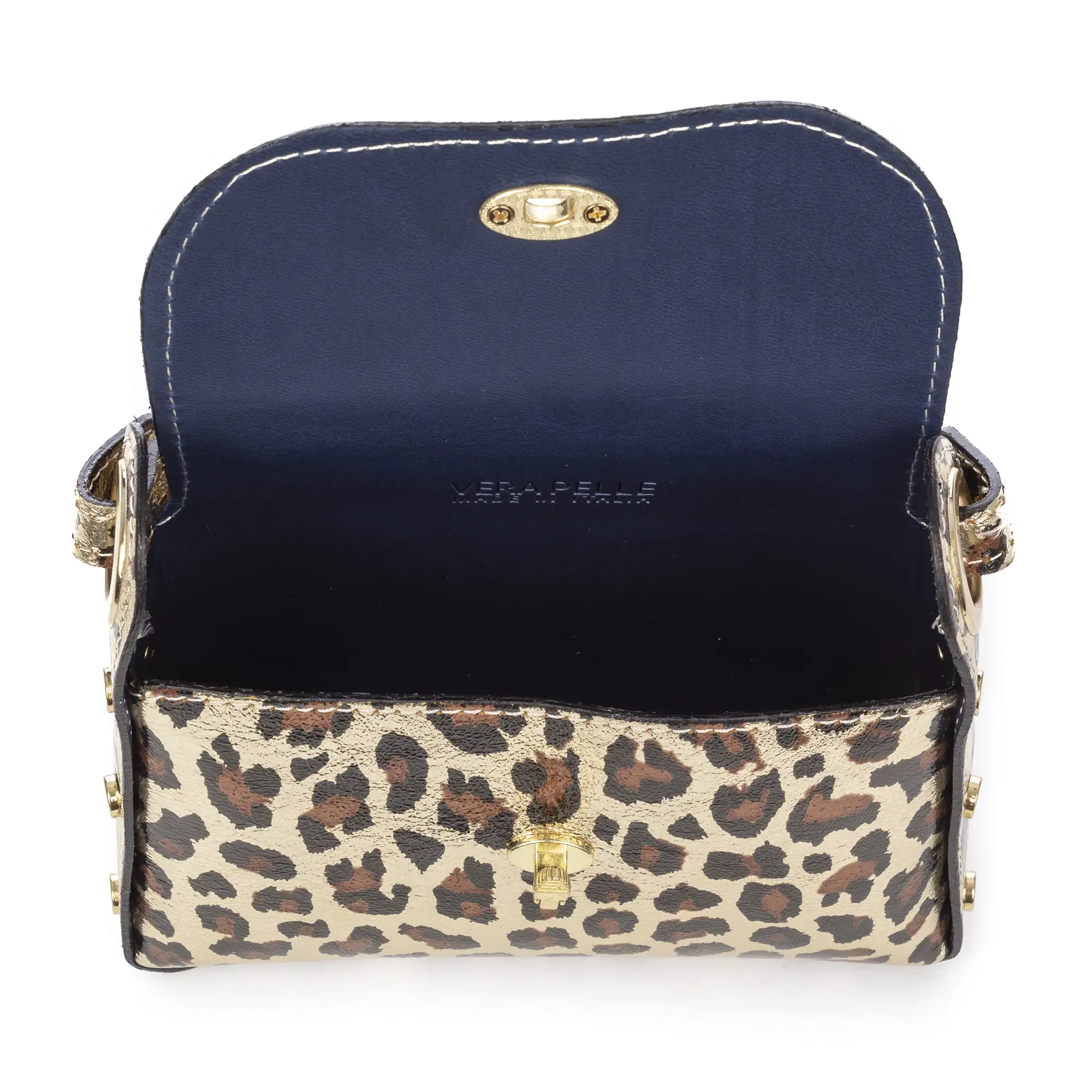 Aquileia bolso de mano mujer. Piel auténtica Gamuza con estampado animal print leopardo lacada brillante.