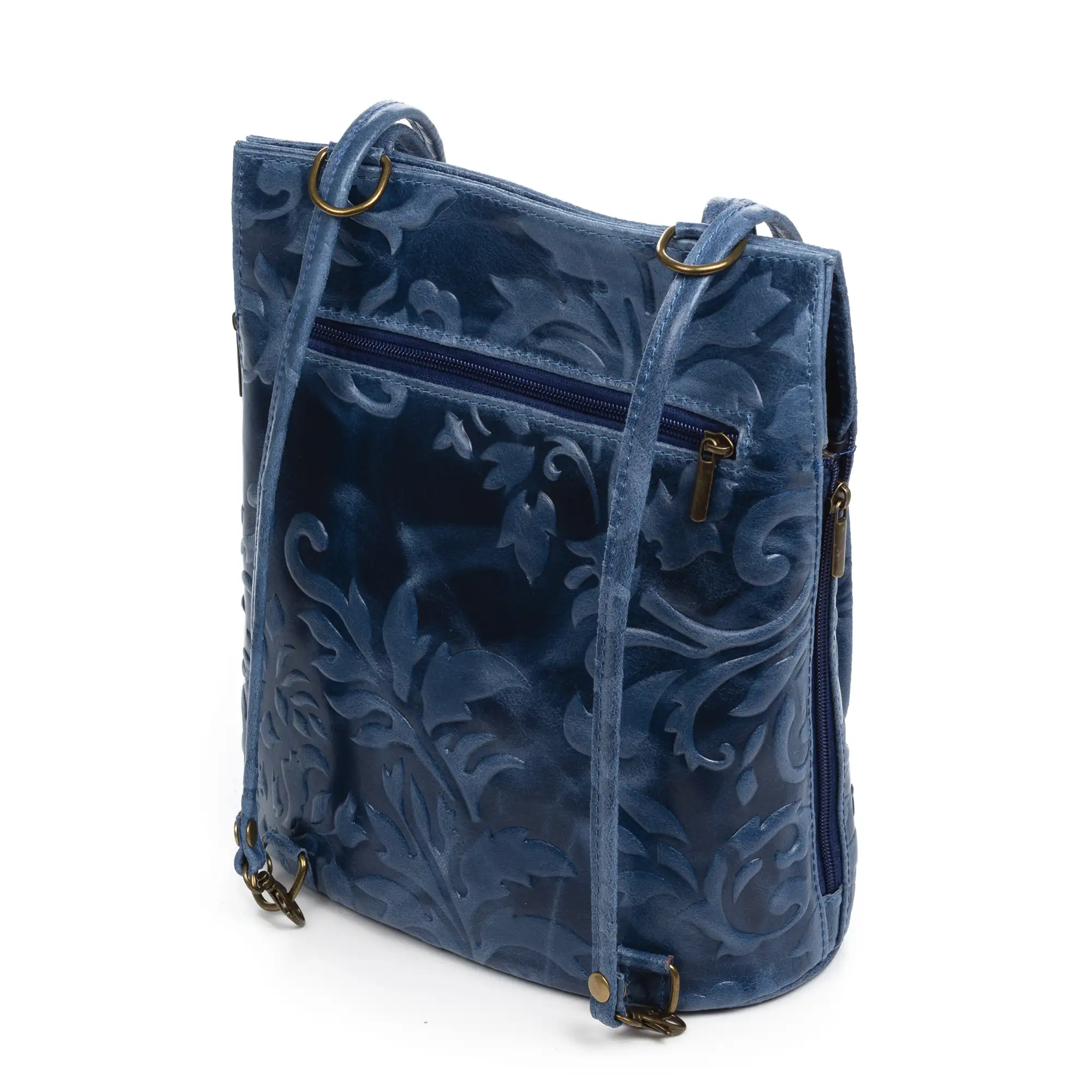Archi bolso de hombro mujer. Piel auténtica acabado Gamuza grabado flores.