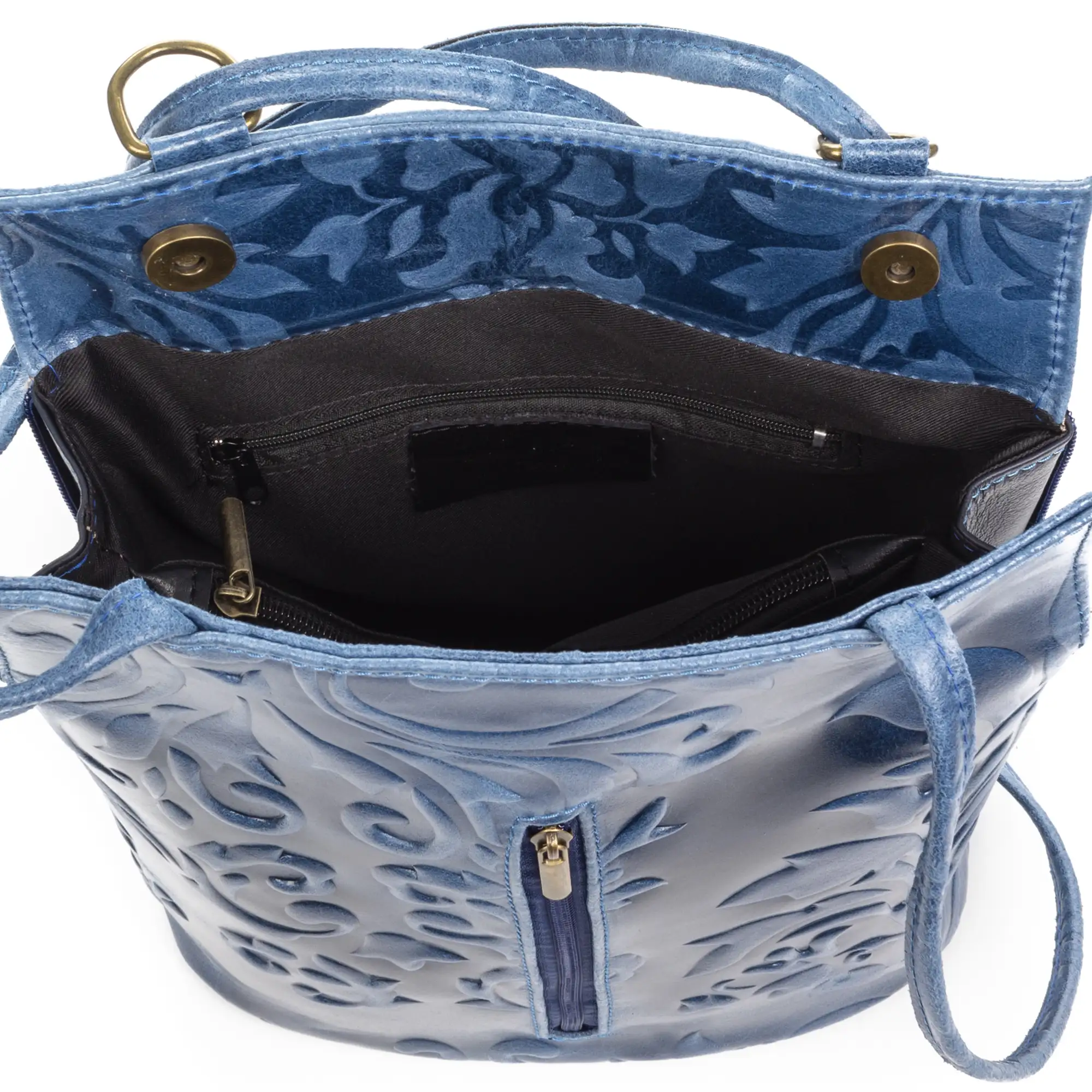 Archi bolso de hombro mujer. Piel auténtica acabado Gamuza grabado flores.