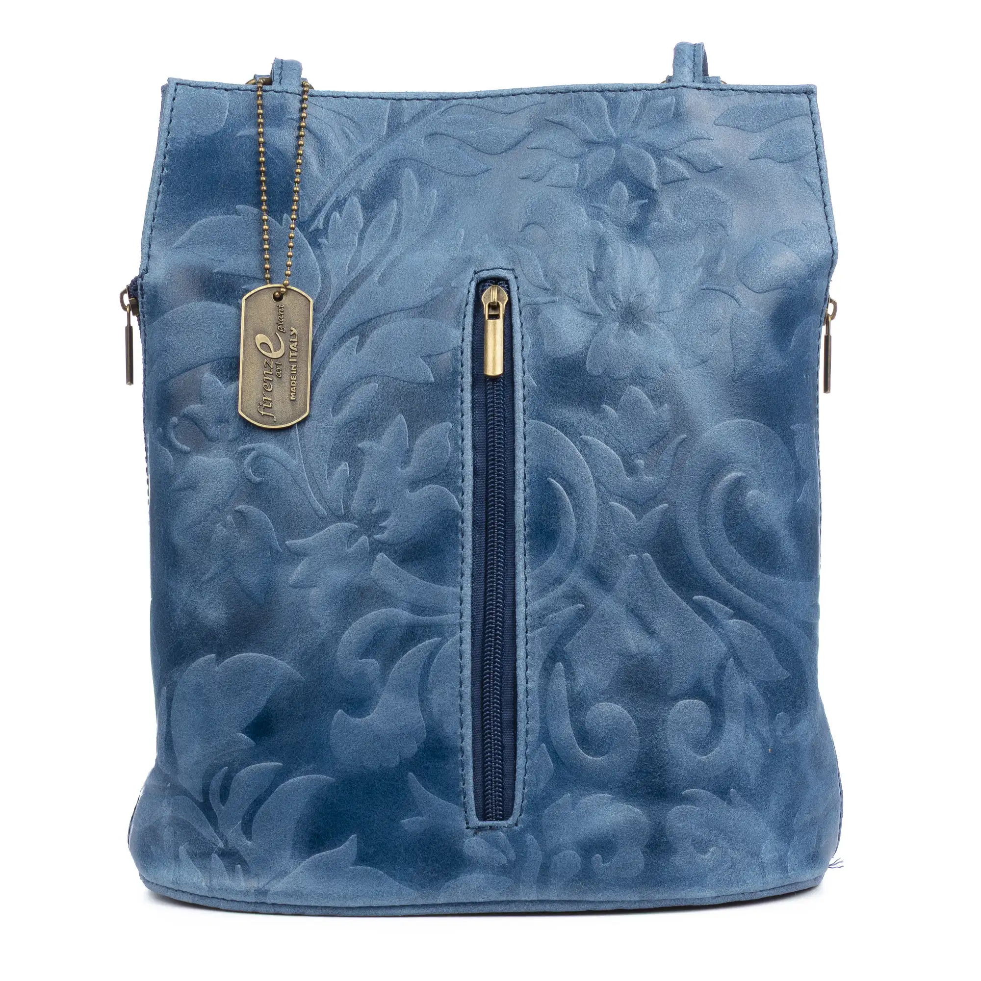 Archi bolso de hombro mujer. Piel auténtica acabado Gamuza grabado flores.