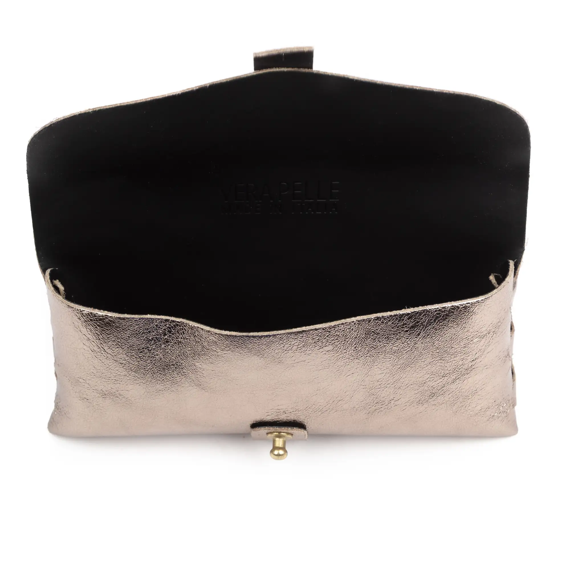 Argelato mini bolso de mano / cartera mujer. Piel auténtica Gamuza lacada brillante.