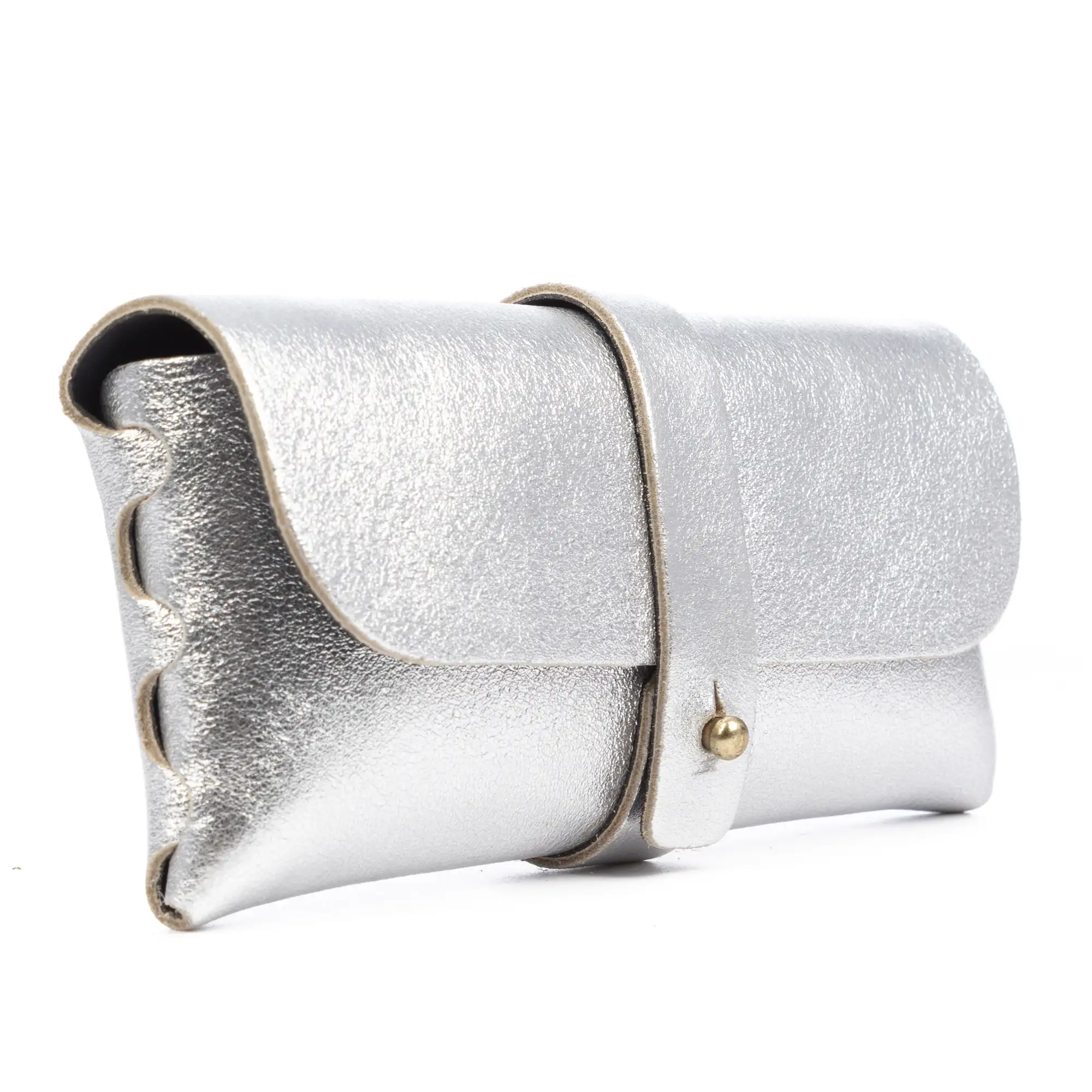 Argelato mini bolso de mano / cartera mujer. Piel auténtica Gamuza lacada brillante.