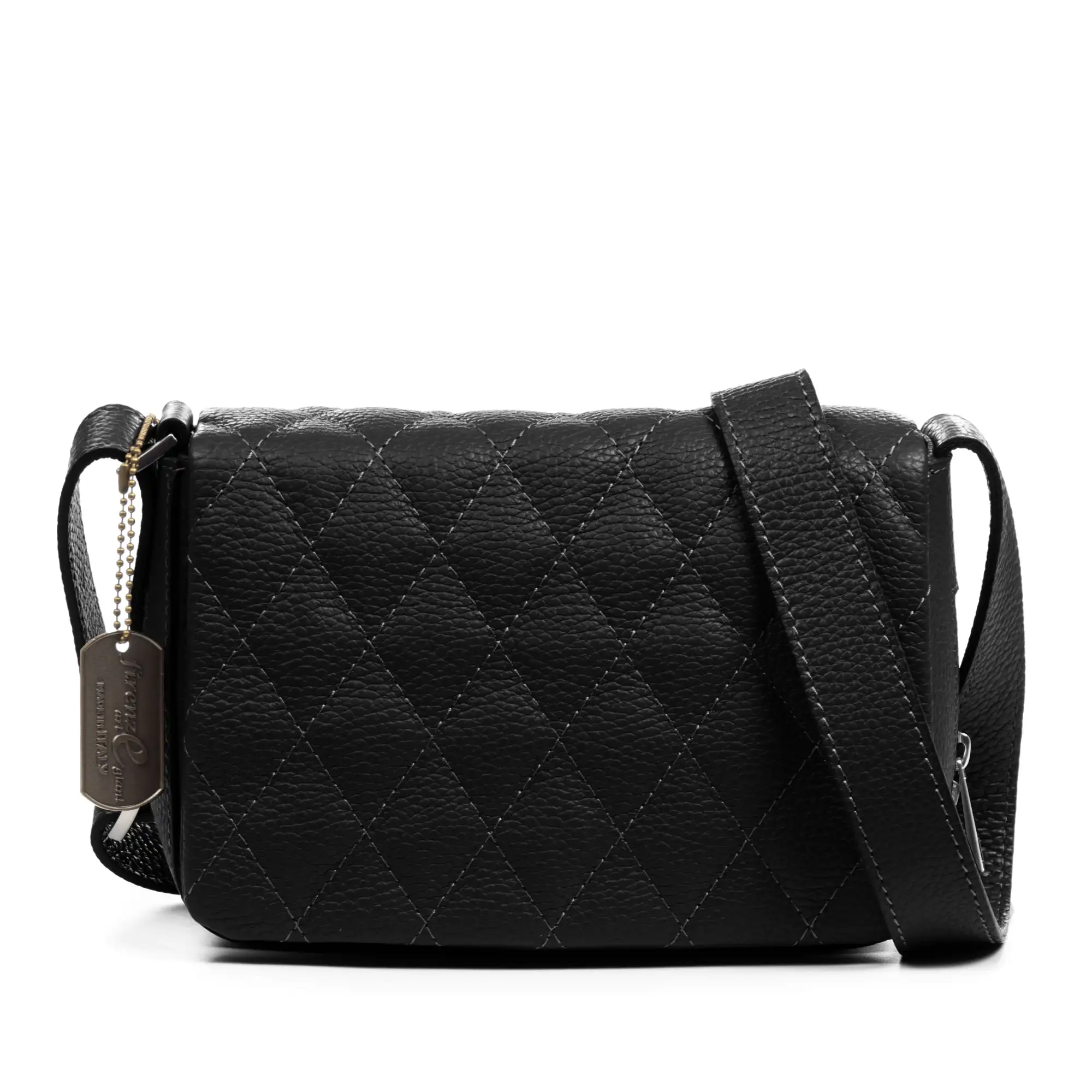 Argentera bolso de hombro mujer. Piel auténtica Dollaro con costuras diseño geométrico.