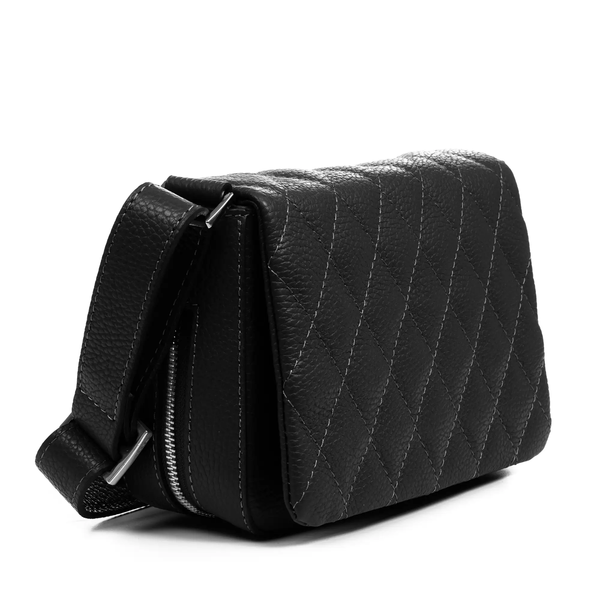 Argentera bolso de hombro mujer. Piel auténtica Dollaro con costuras diseño geométrico.