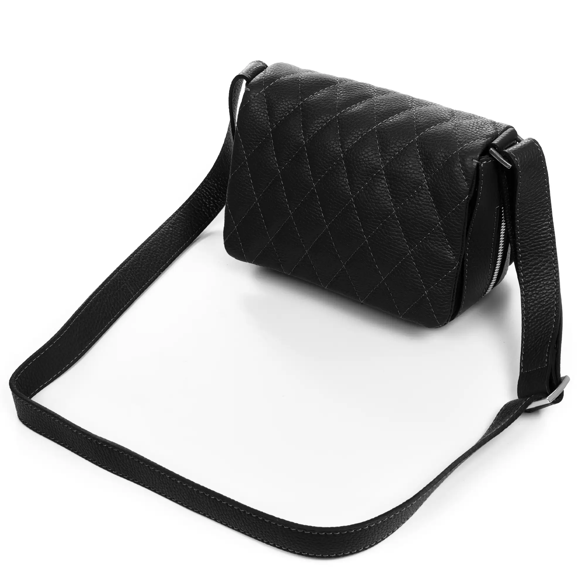 Argentera bolso de hombro mujer. Piel auténtica Dollaro con costuras diseño geométrico.