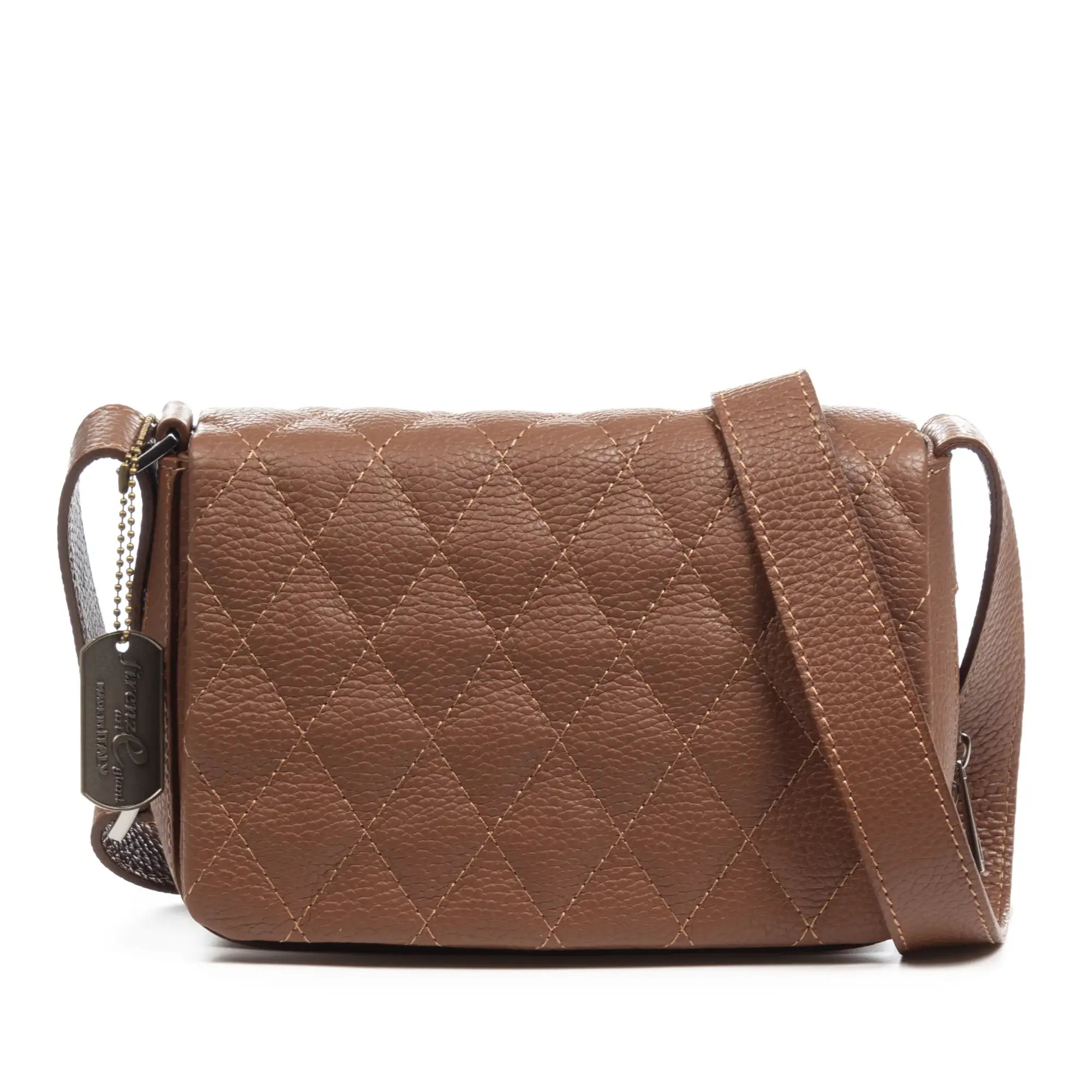Argentera bolso de hombro mujer. Piel auténtica Dollaro con costuras diseño geométrico.