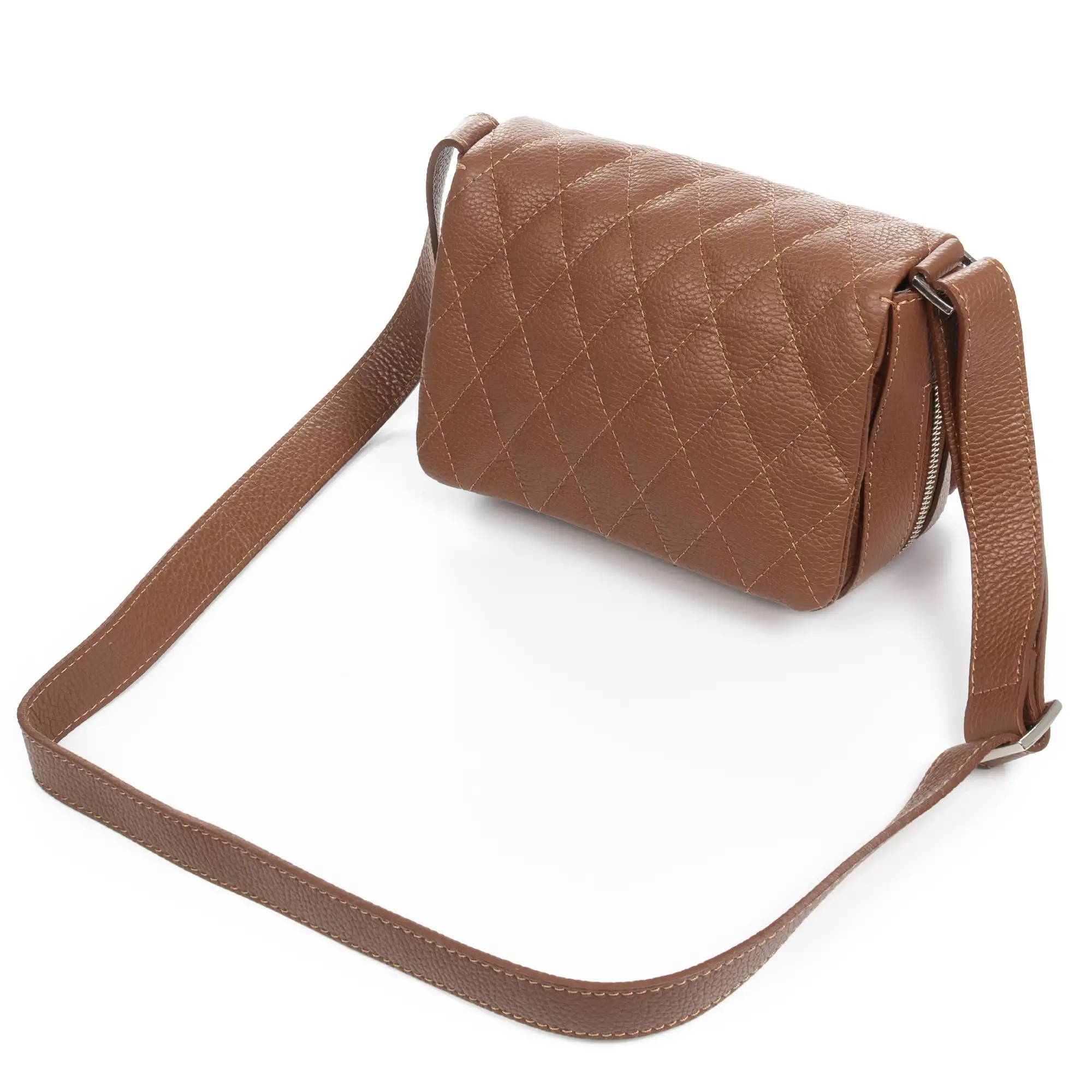 Argentera bolso de hombro mujer. Piel auténtica Dollaro con costuras diseño geométrico.