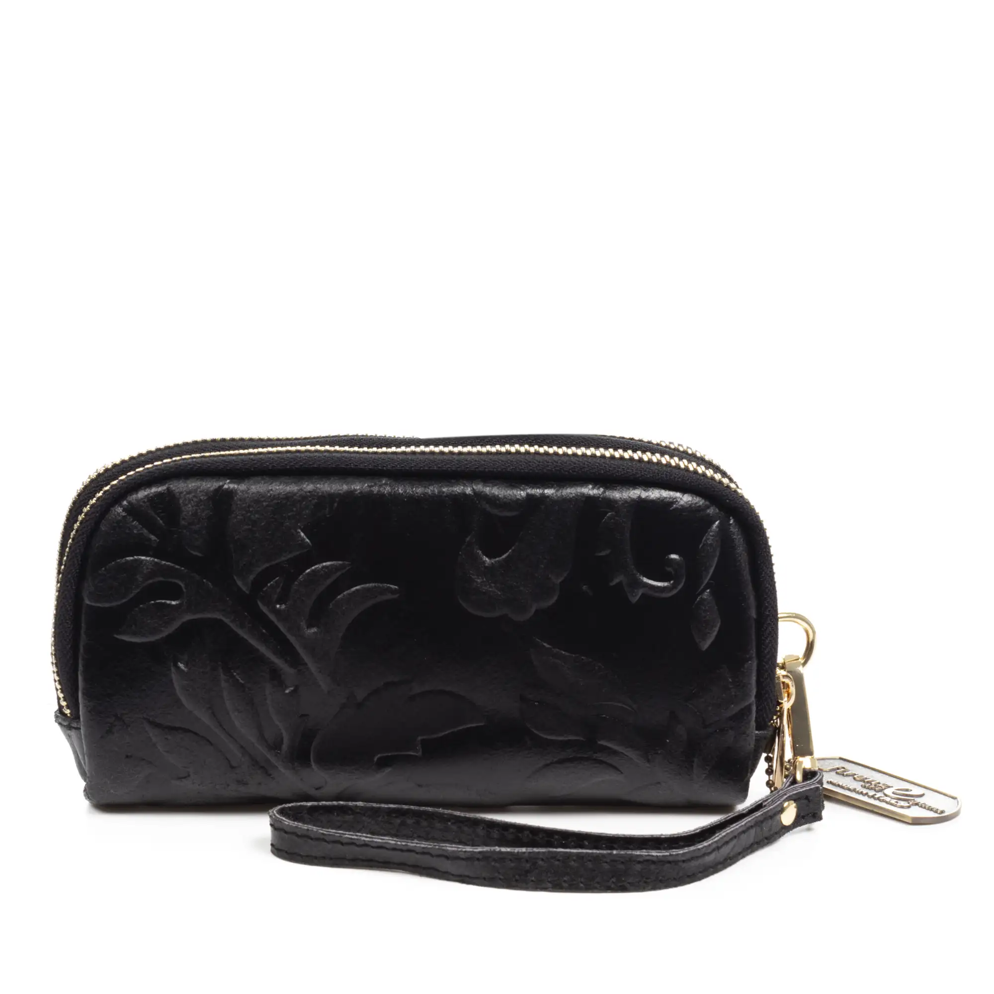 Arnara cartera mujer. Piel auténtica Gamuza con grabado vegetal.