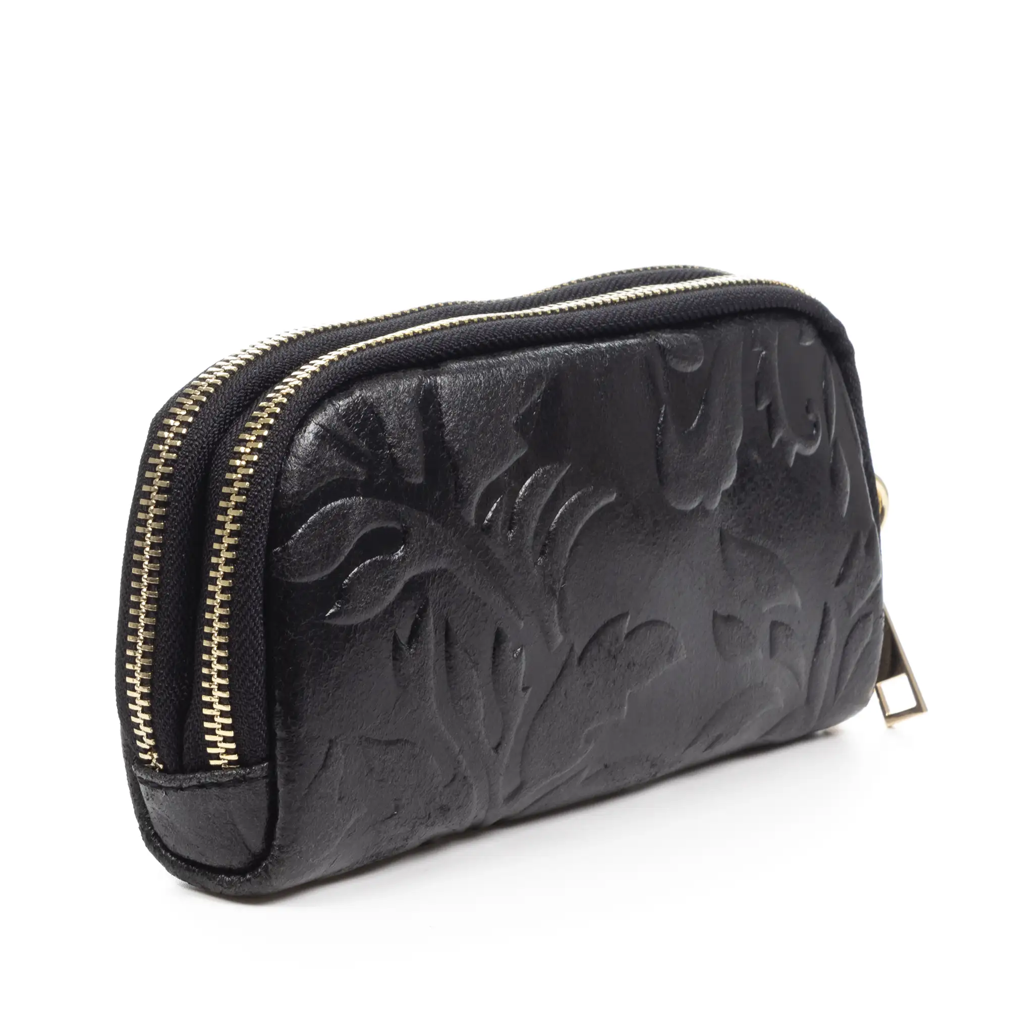 Arnara cartera mujer. Piel auténtica Gamuza con grabado vegetal.