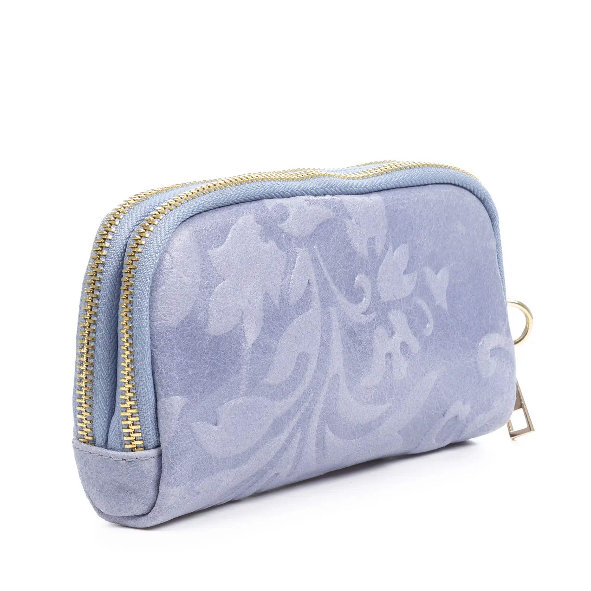 Arnara cartera mujer. Piel auténtica Gamuza con grabado vegetal.
