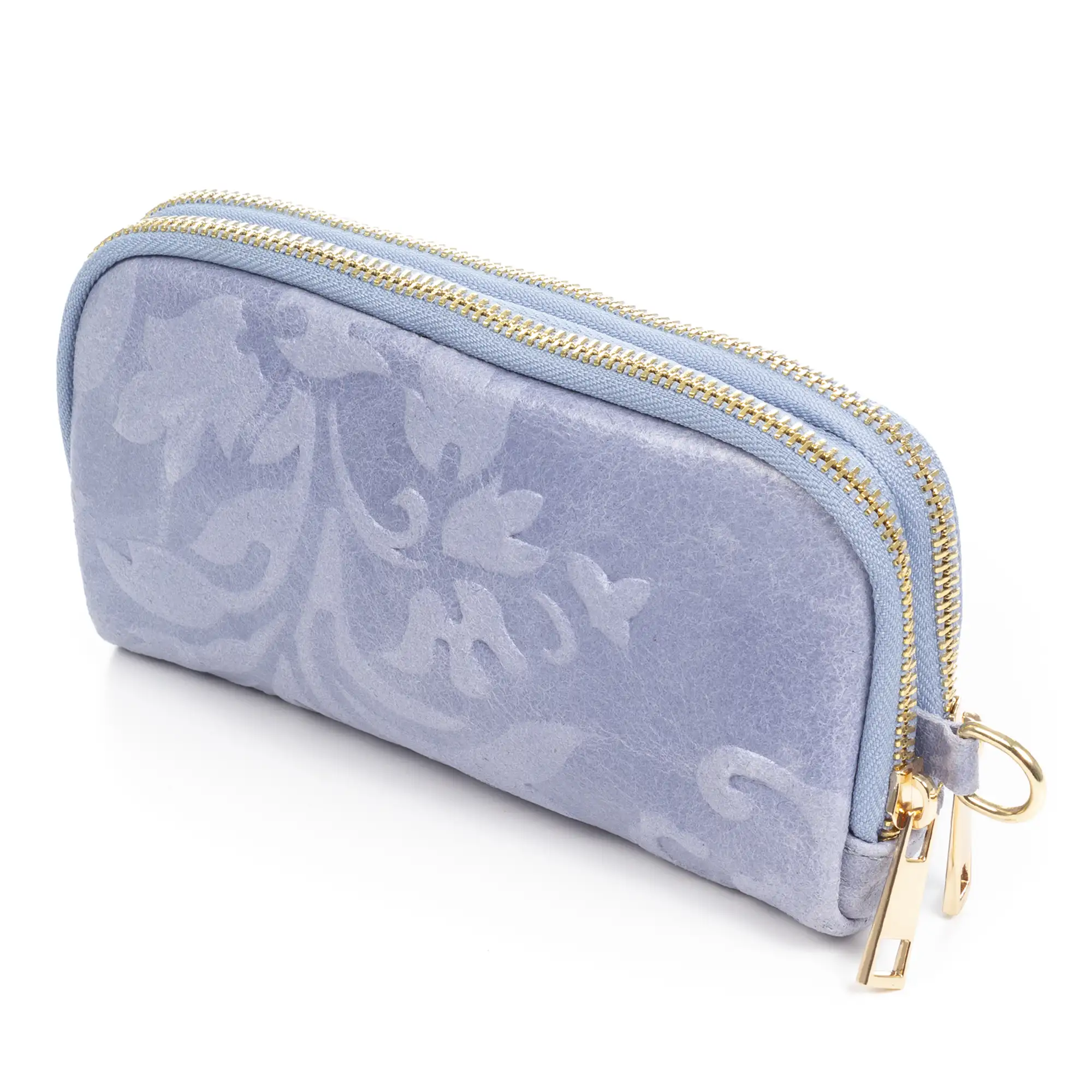 Arnara cartera mujer. Piel auténtica Gamuza con grabado vegetal.