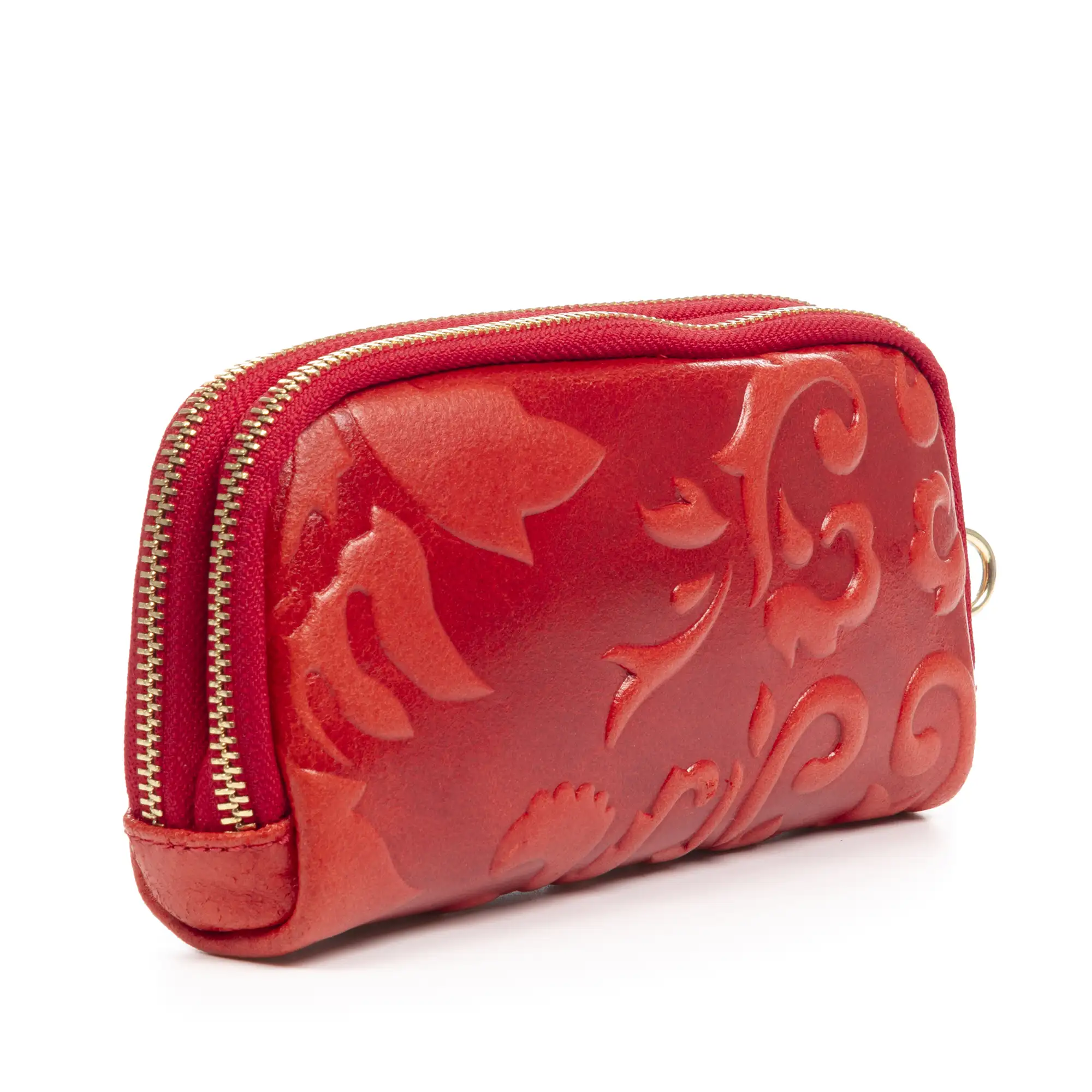 Arnara cartera mujer. Piel auténtica Gamuza con grabado vegetal.