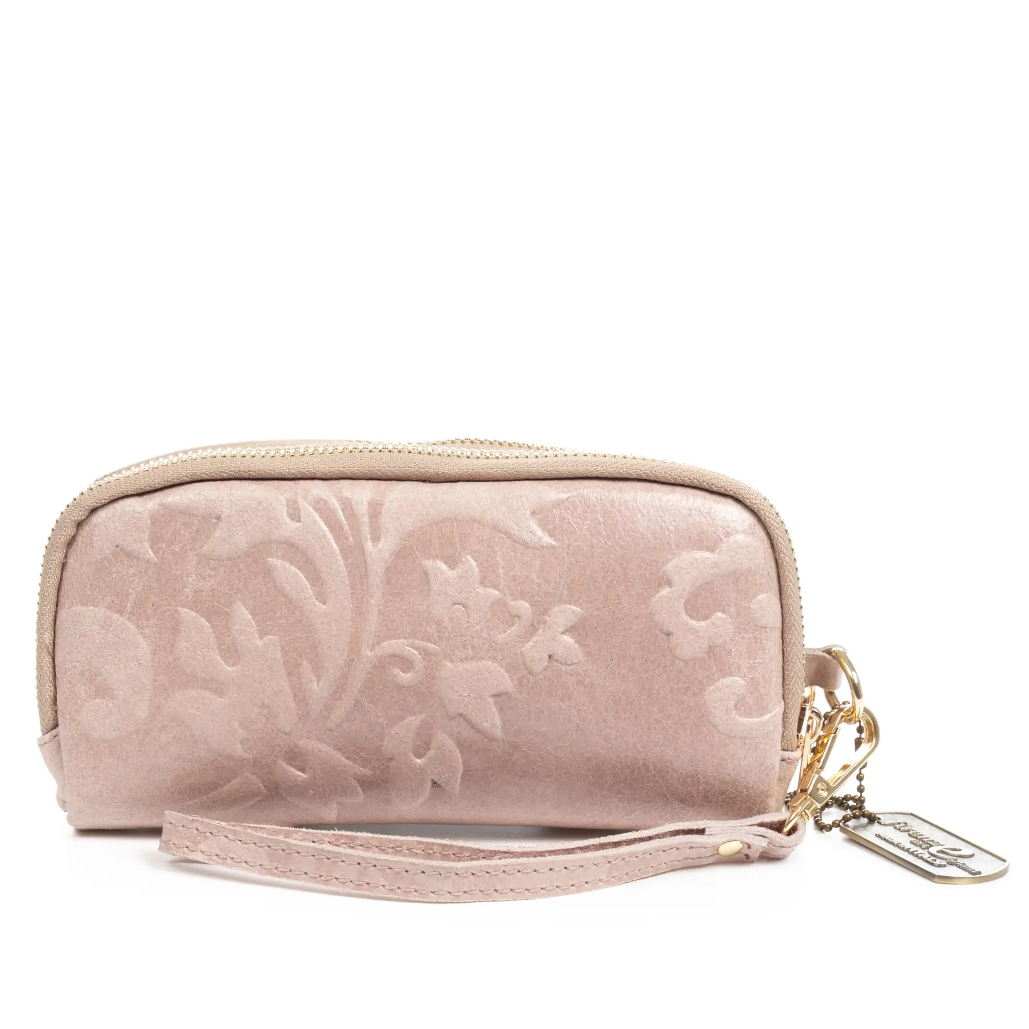 Arnara cartera mujer. Piel auténtica Gamuza con grabado vegetal.