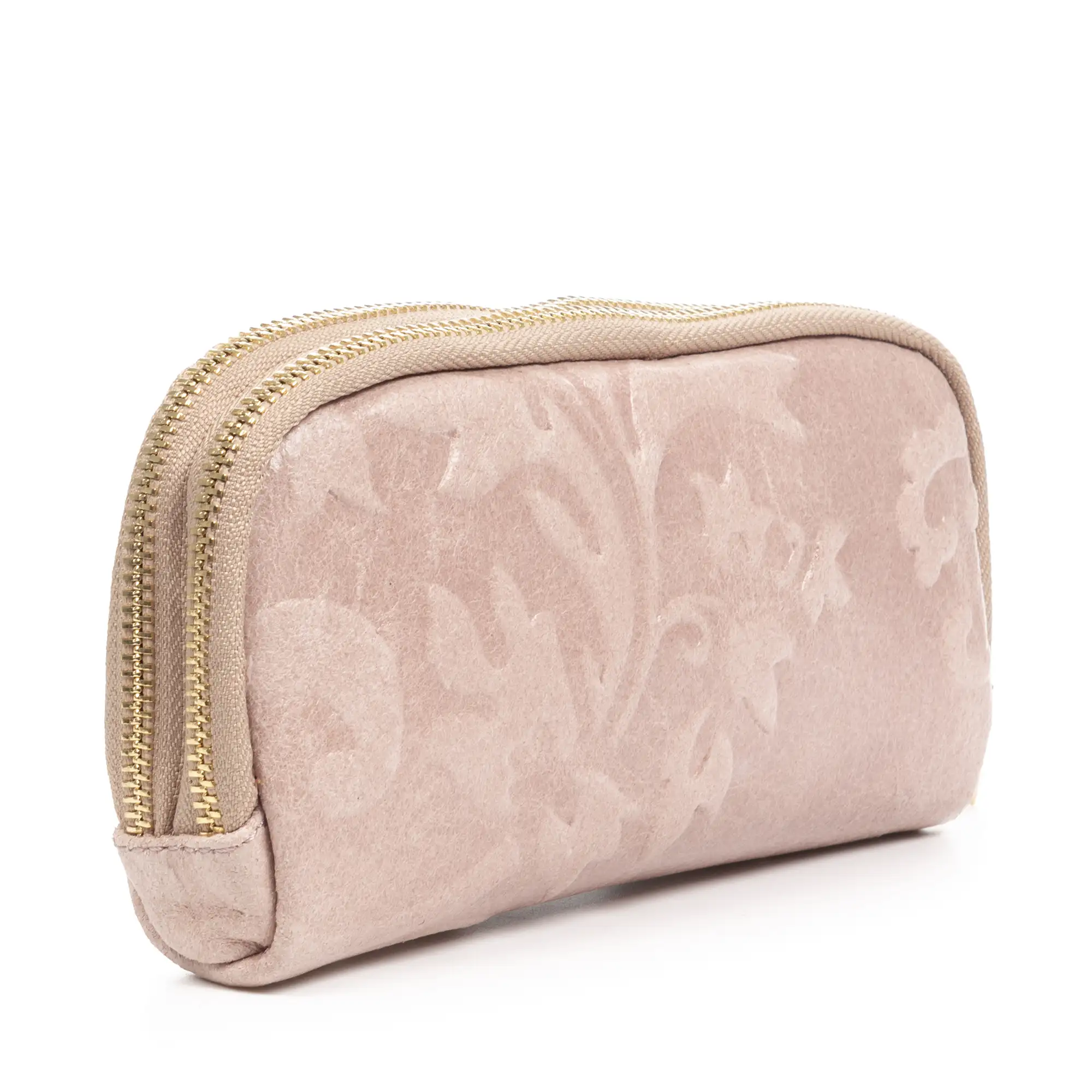 Arnara cartera mujer. Piel auténtica Gamuza con grabado vegetal.
