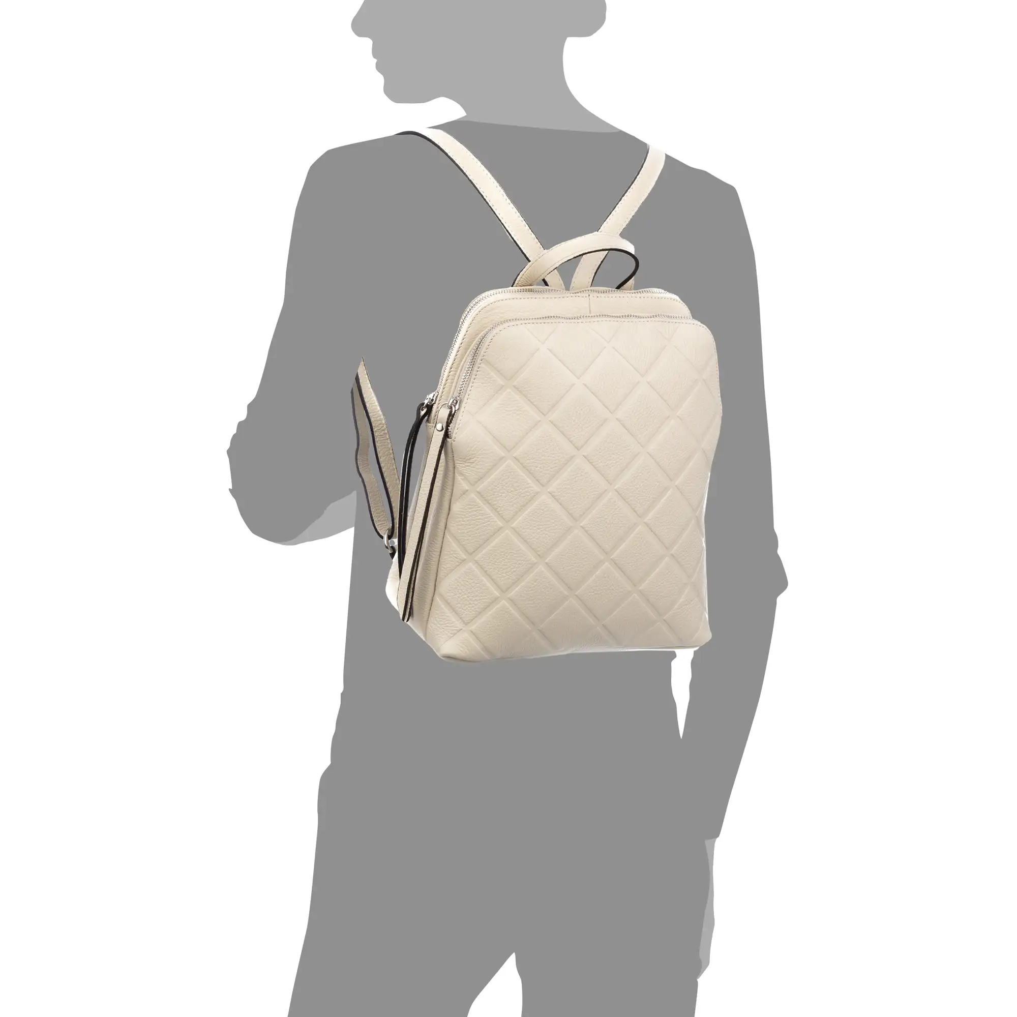 Arquà bolso mochila mujer. Piel auténtica Dollaro grabado geométrico grande.