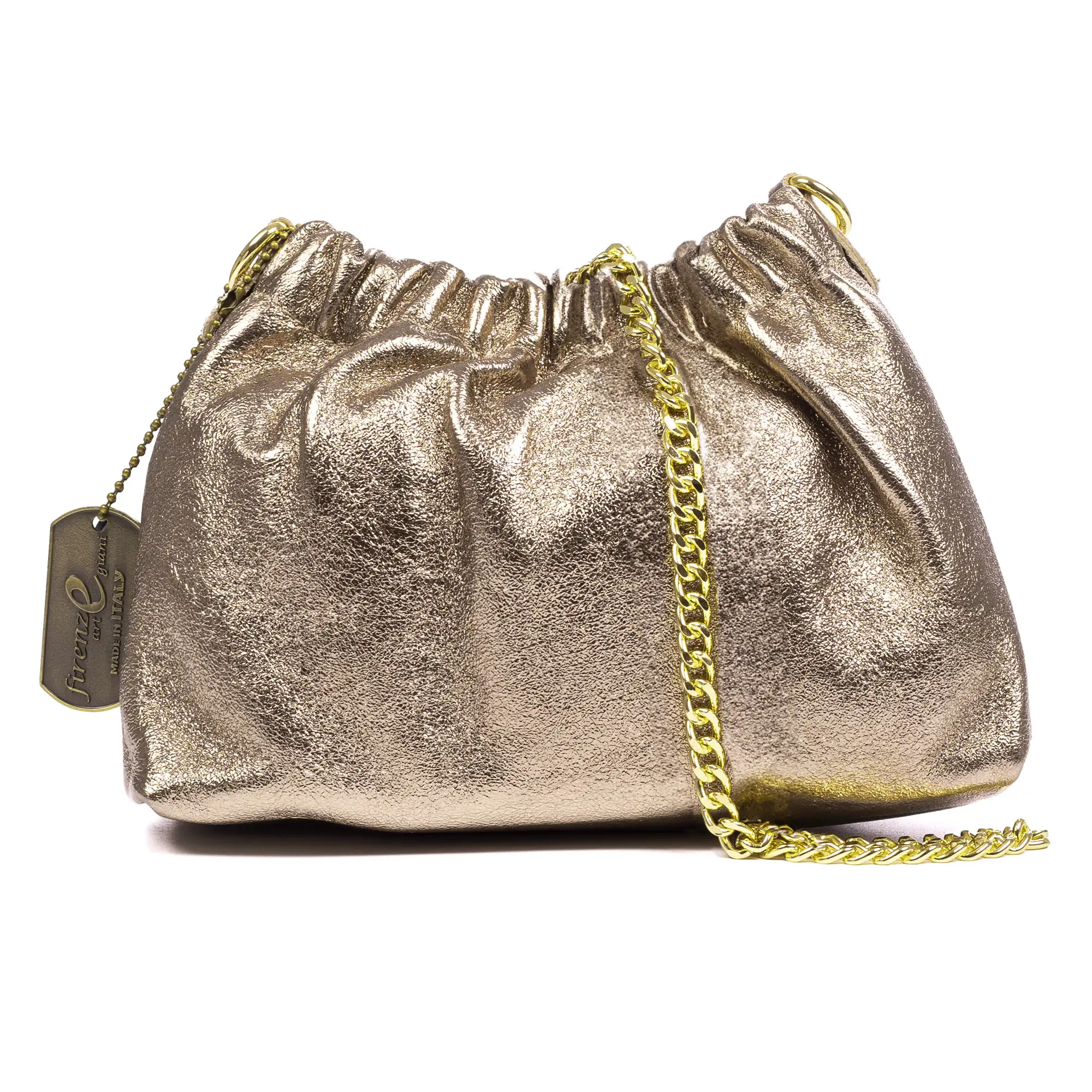 Ascea bolso bandolera piel auténtica laminado con correa metal