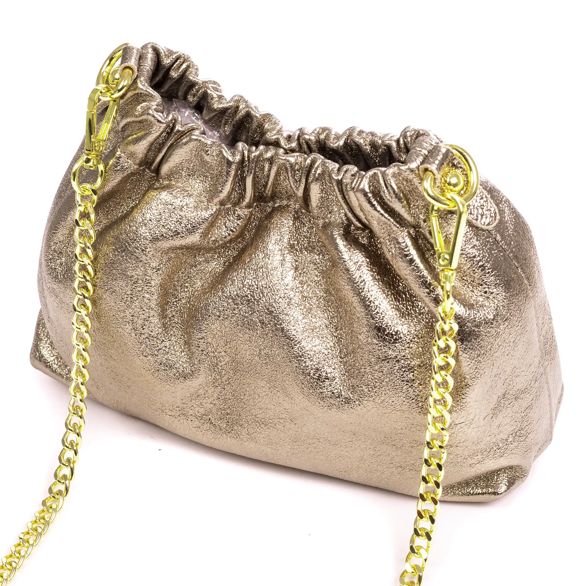 Ascea bolso bandolera piel auténtica laminado con correa metal