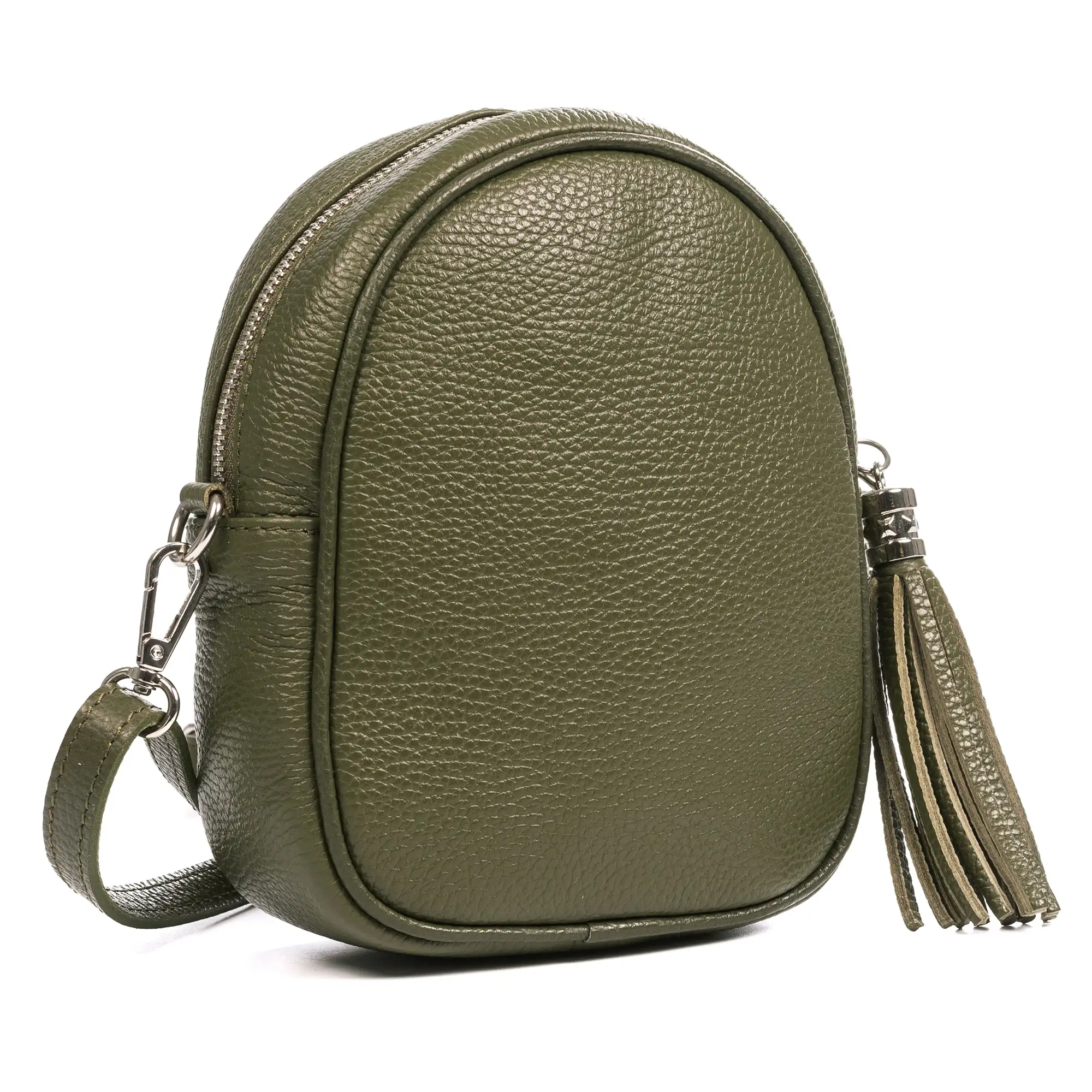 Assemini bolso bandolera, de piel auténtica acabado dollaro.