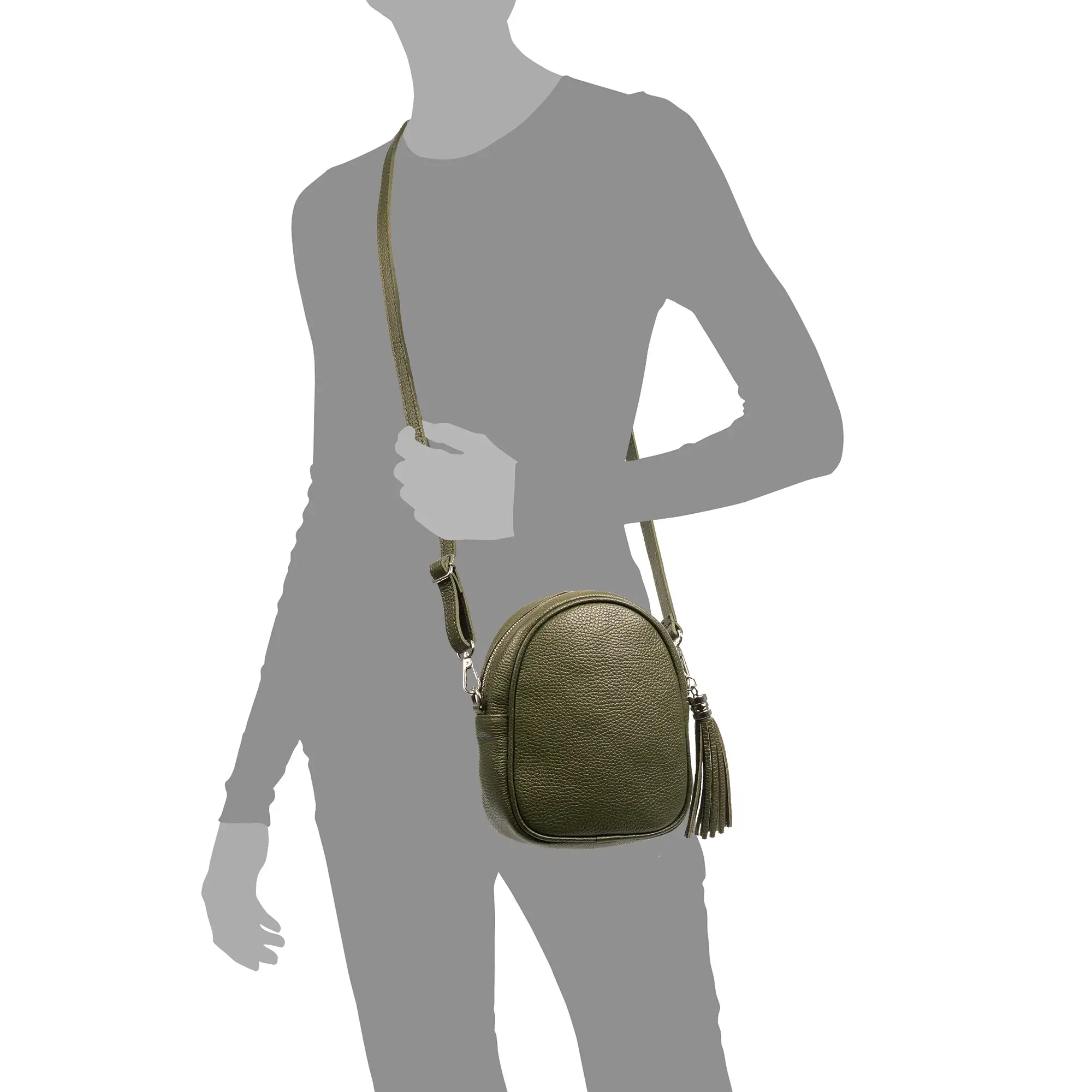 Assemini bolso bandolera, de piel auténtica acabado dollaro.
