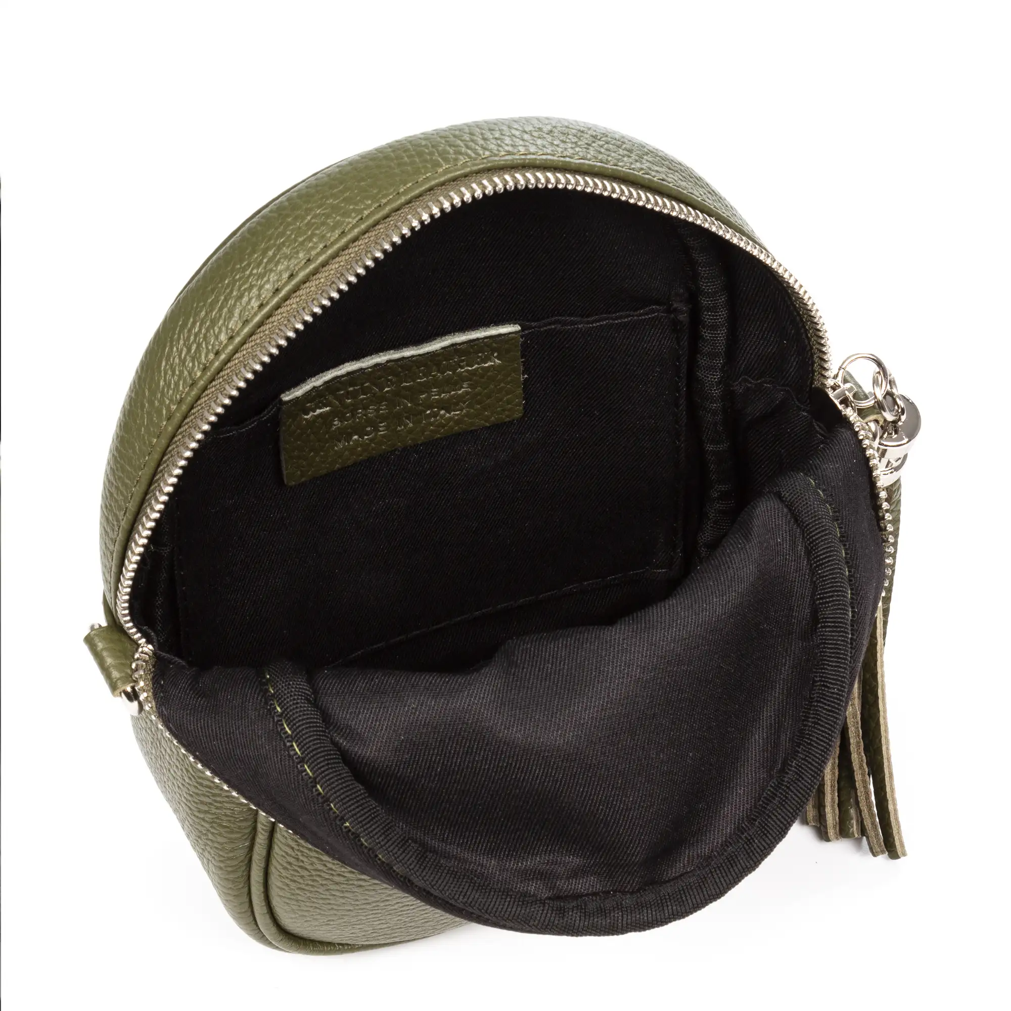 Assemini bolso bandolera, de piel auténtica acabado dollaro.