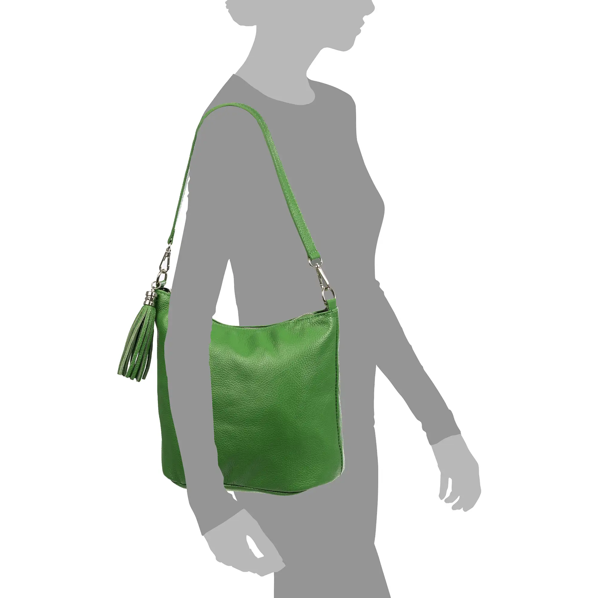 Assolo bolso de hombro, de piel auténtica acabado dollaro.