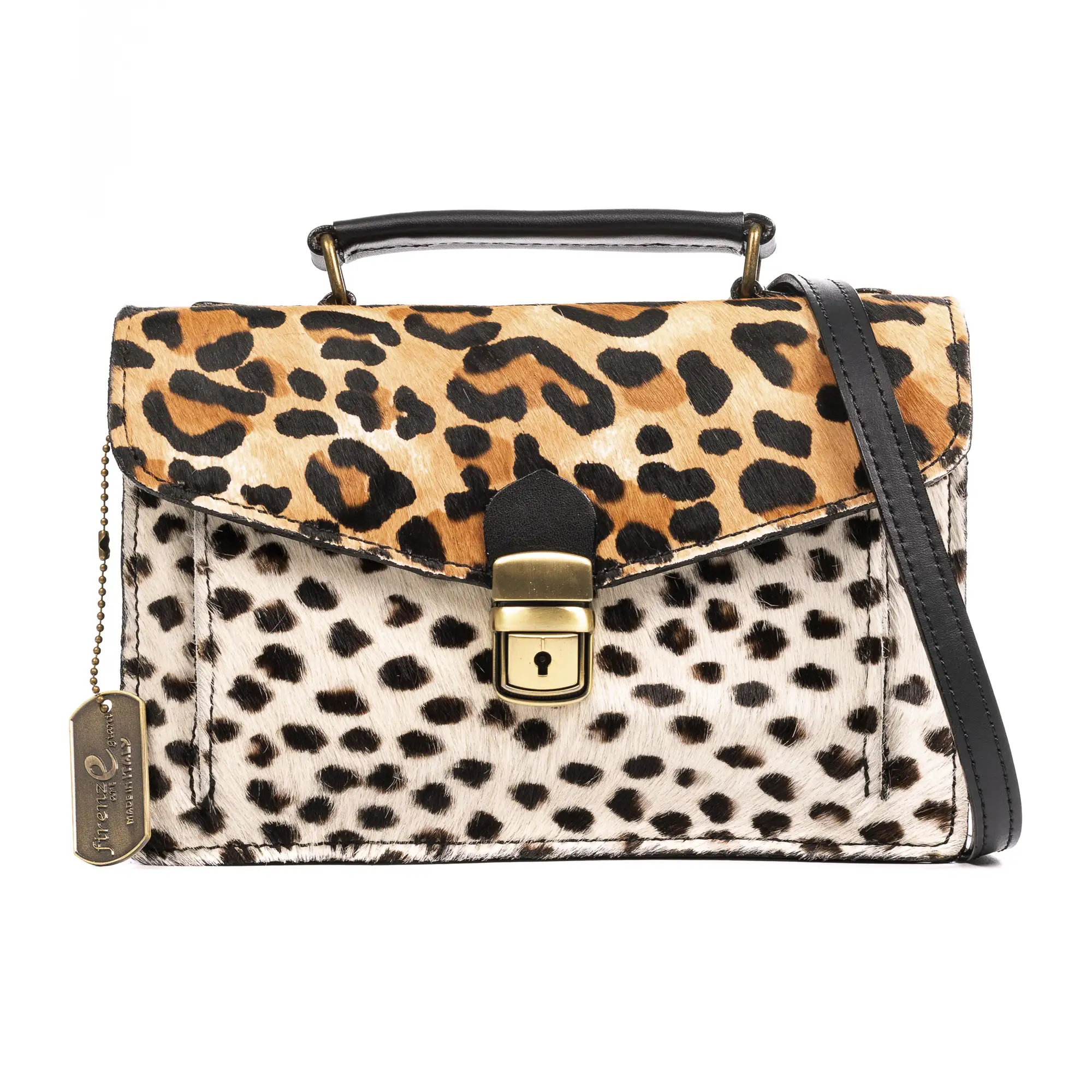 Arvier bolso Satchel de piel auténtica Cavallino estampada.