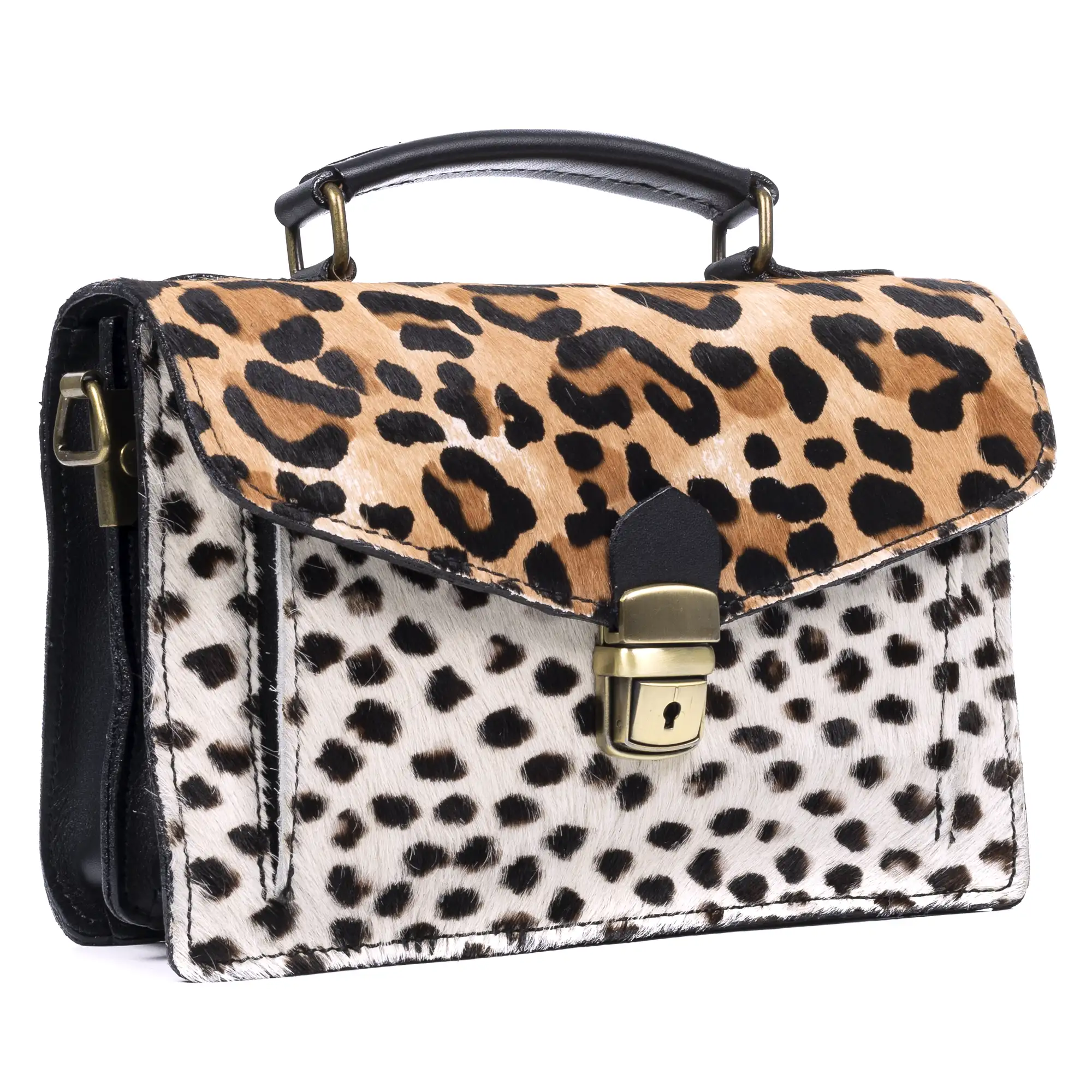 Arvier bolso Satchel de piel auténtica Cavallino estampada.