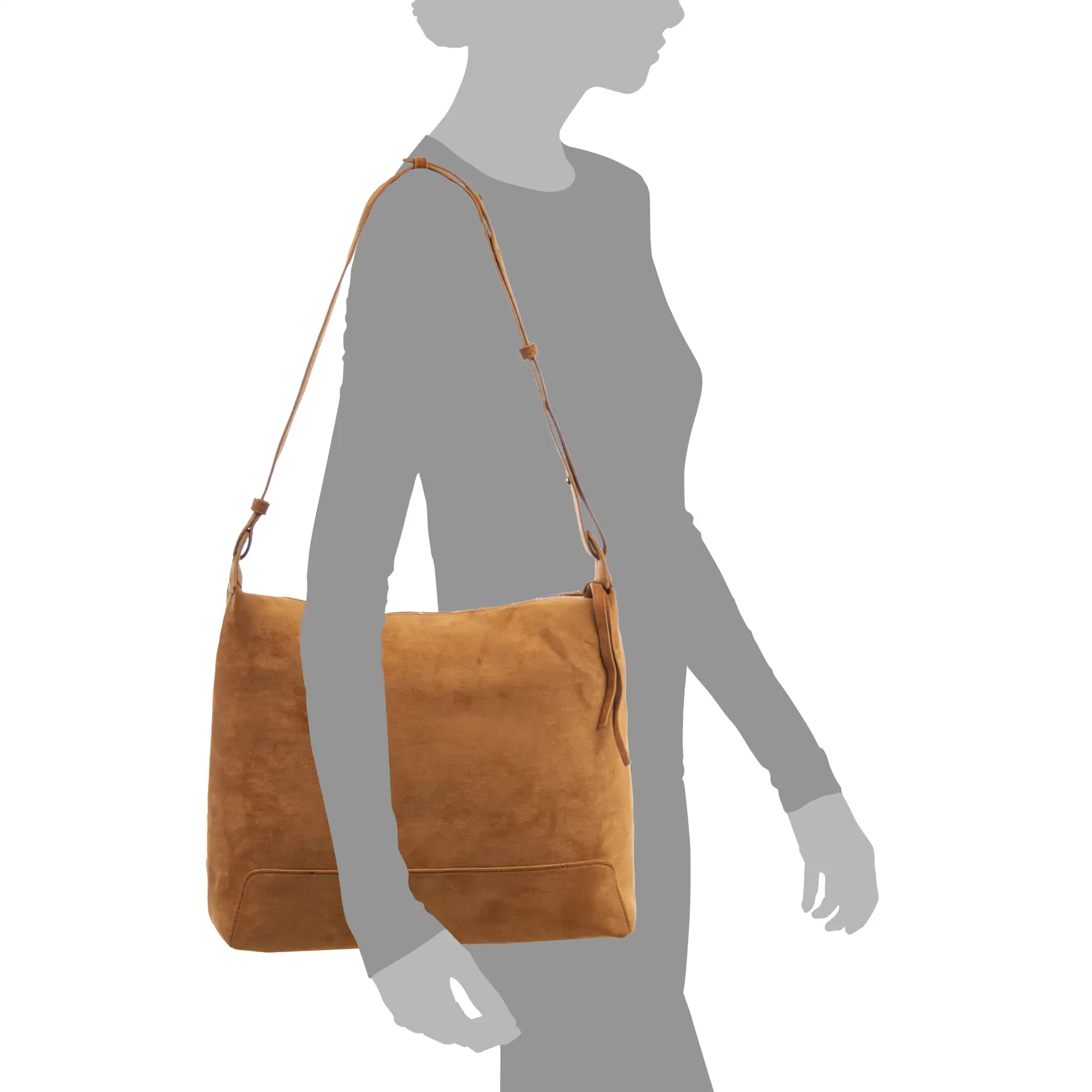 Atella bolso bandolera grande de piel auténtica gamuza.