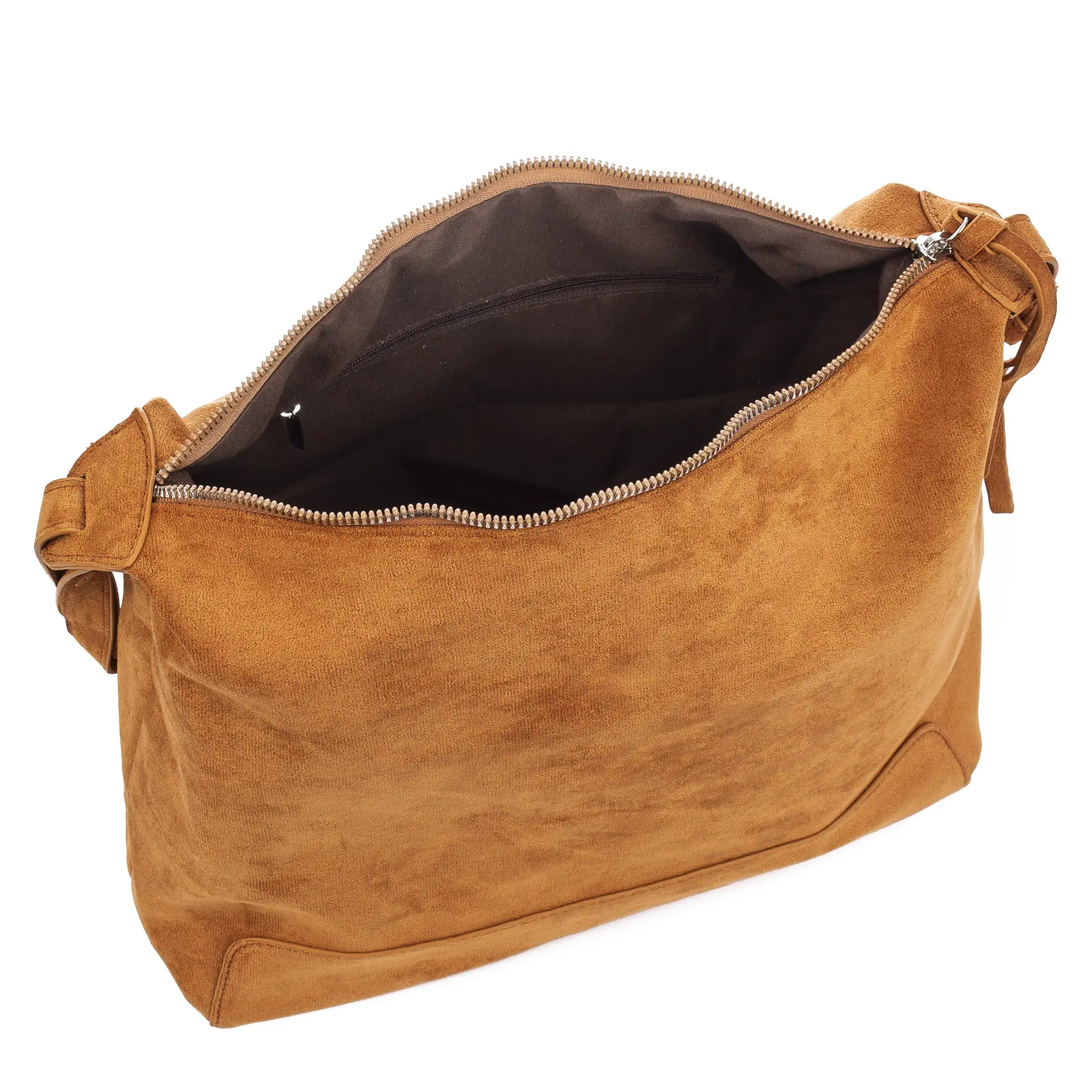 Atella bolso bandolera grande de piel auténtica gamuza.