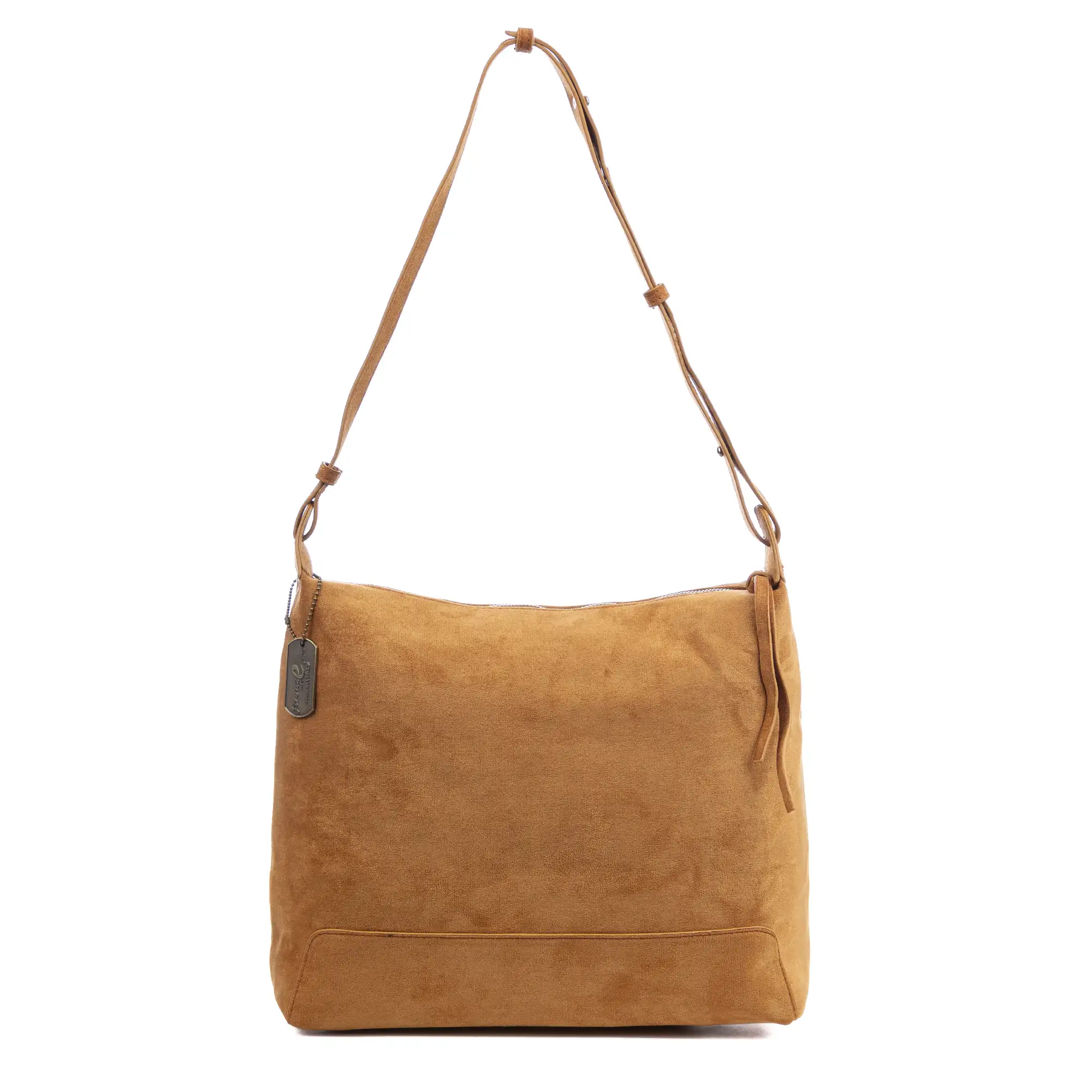Atella bolso bandolera grande de piel auténtica gamuza.