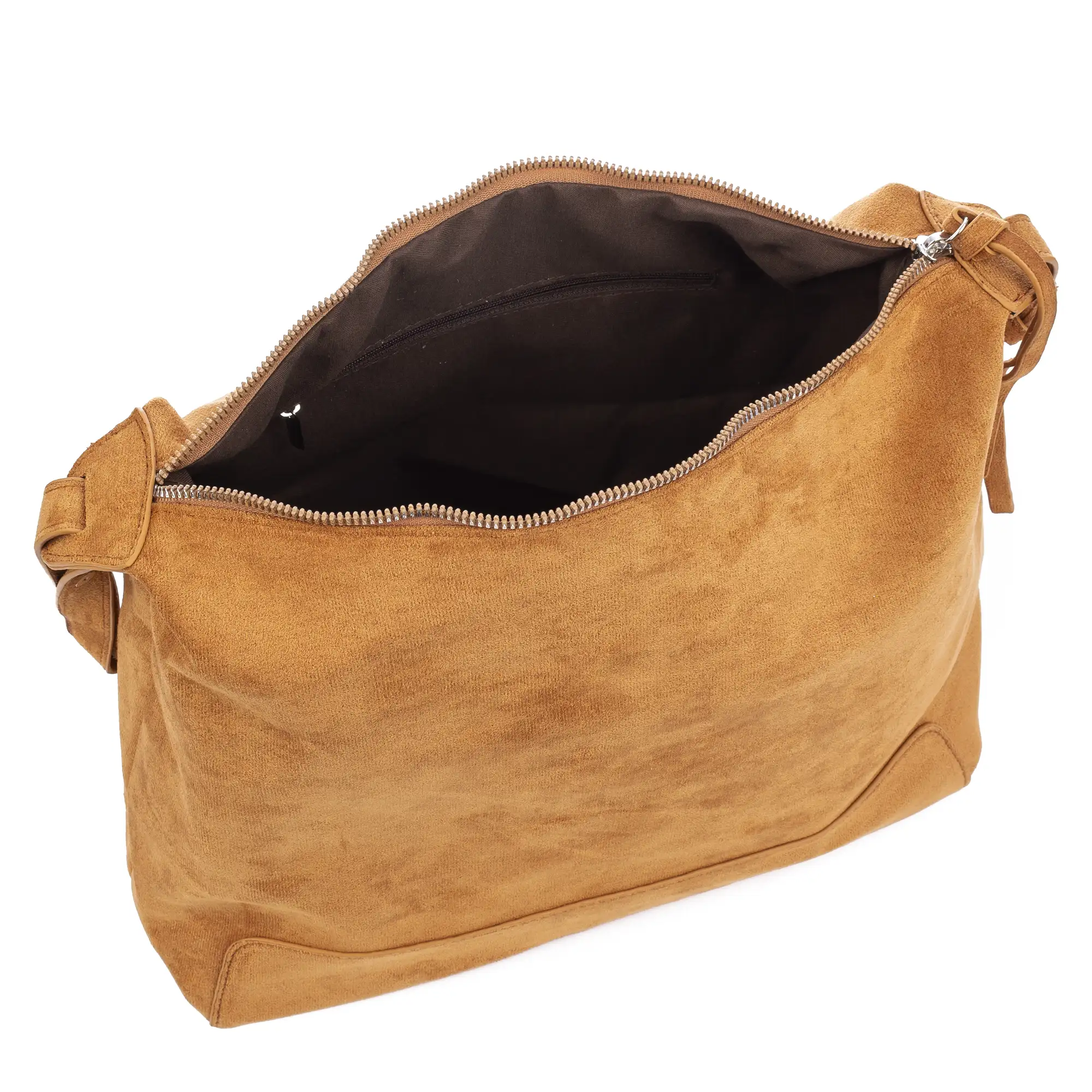 Atella bolso bandolera grande de piel auténtica gamuza.