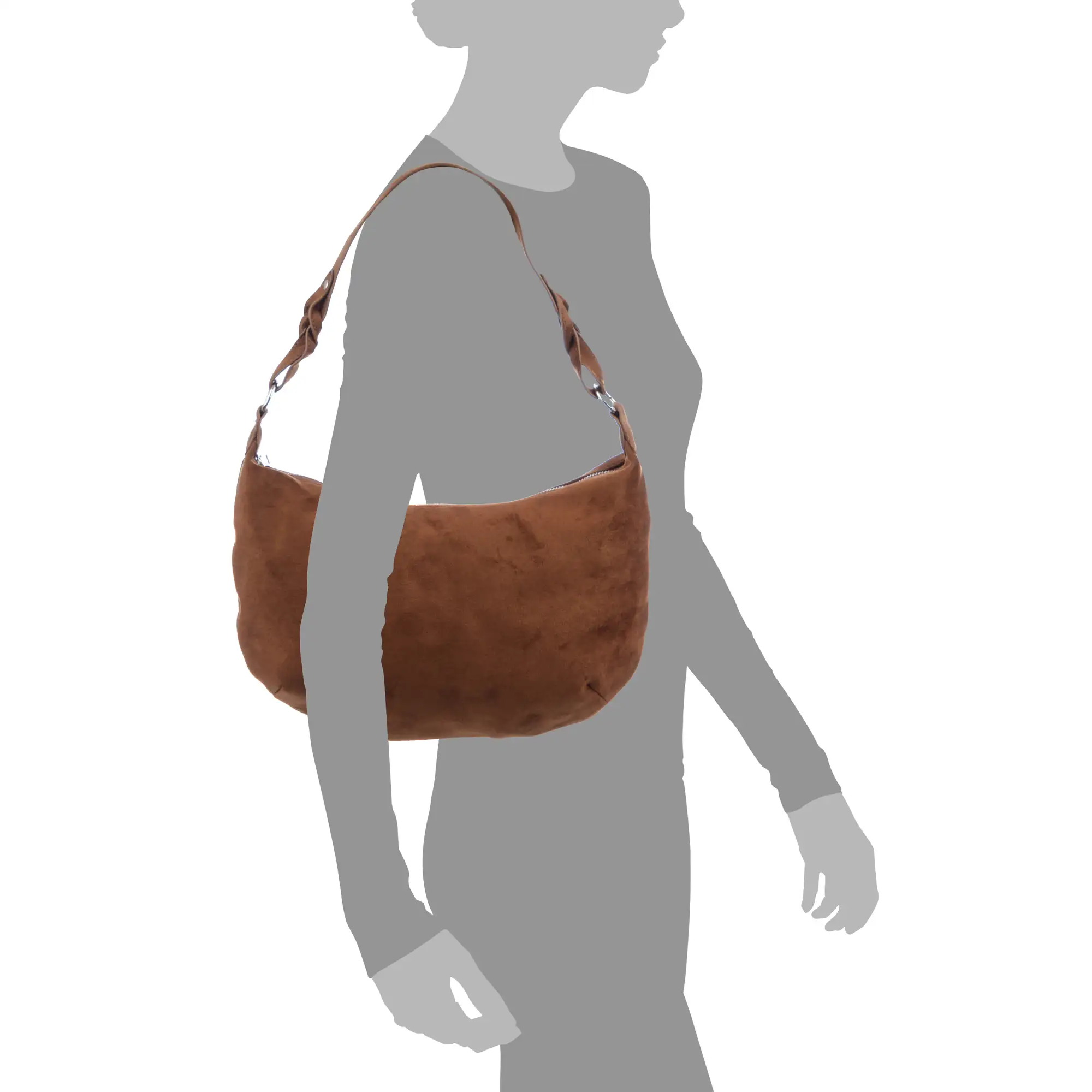 Atessa bolso bandolera de piel auténtica gamuza.