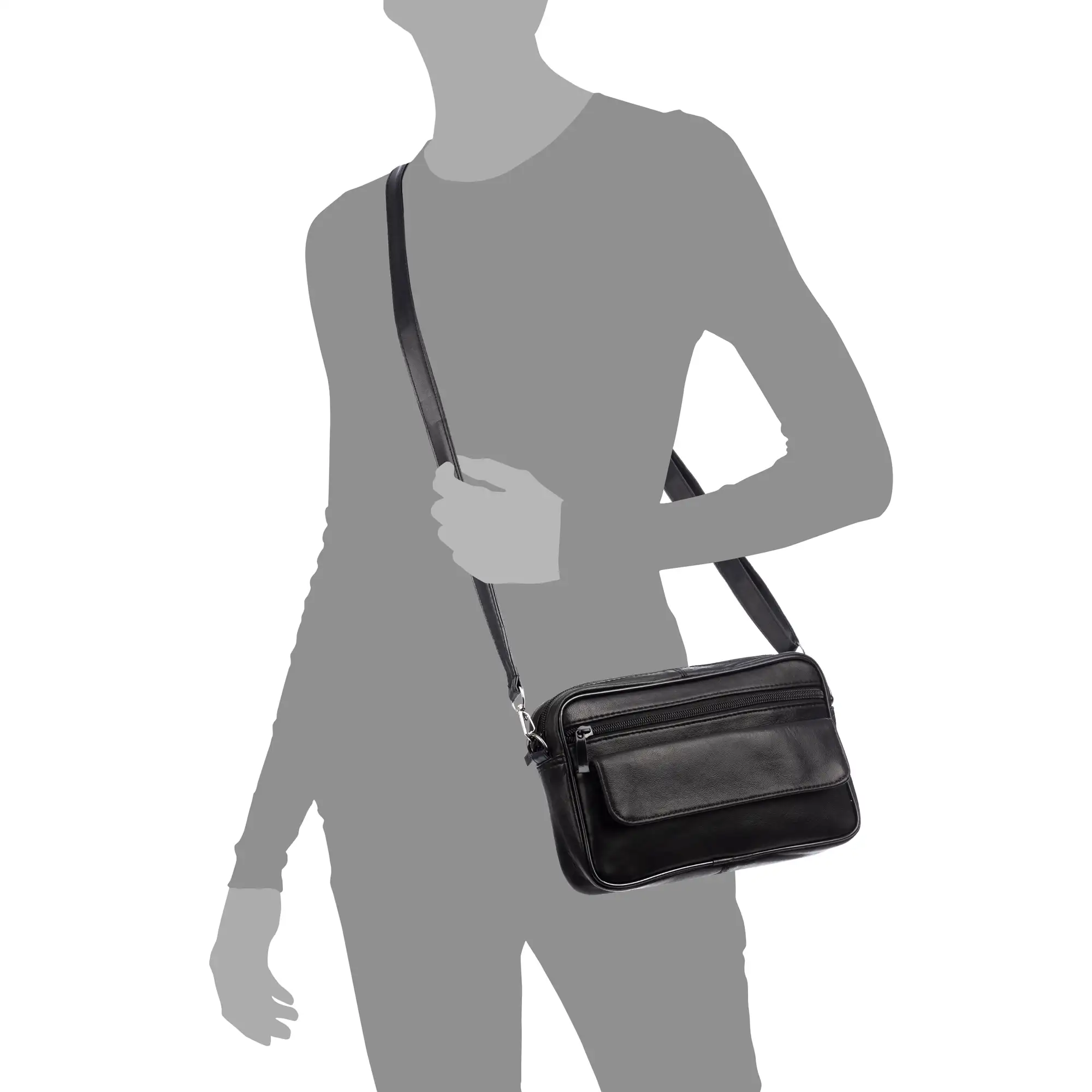 Atri bolso bandolera con 4 compartimentos de piel Dollaro.