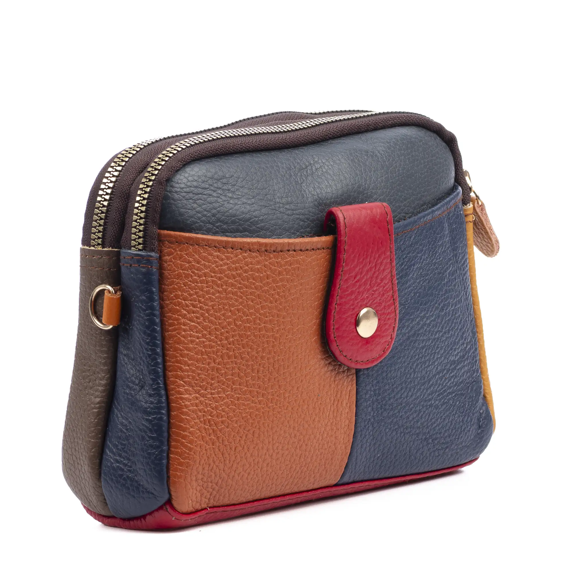 Attigliano bolso bandolera en piel auténtica Dollaro. Colores combinados aleatorios.