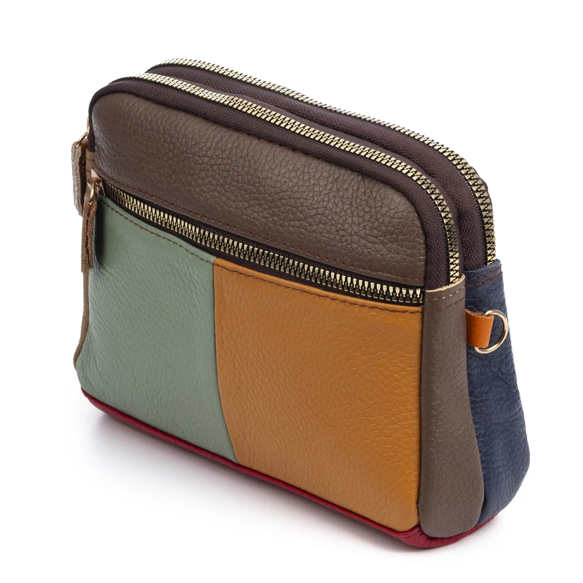 Attigliano bolso bandolera en piel auténtica Dollaro. Colores combinados aleatorios.