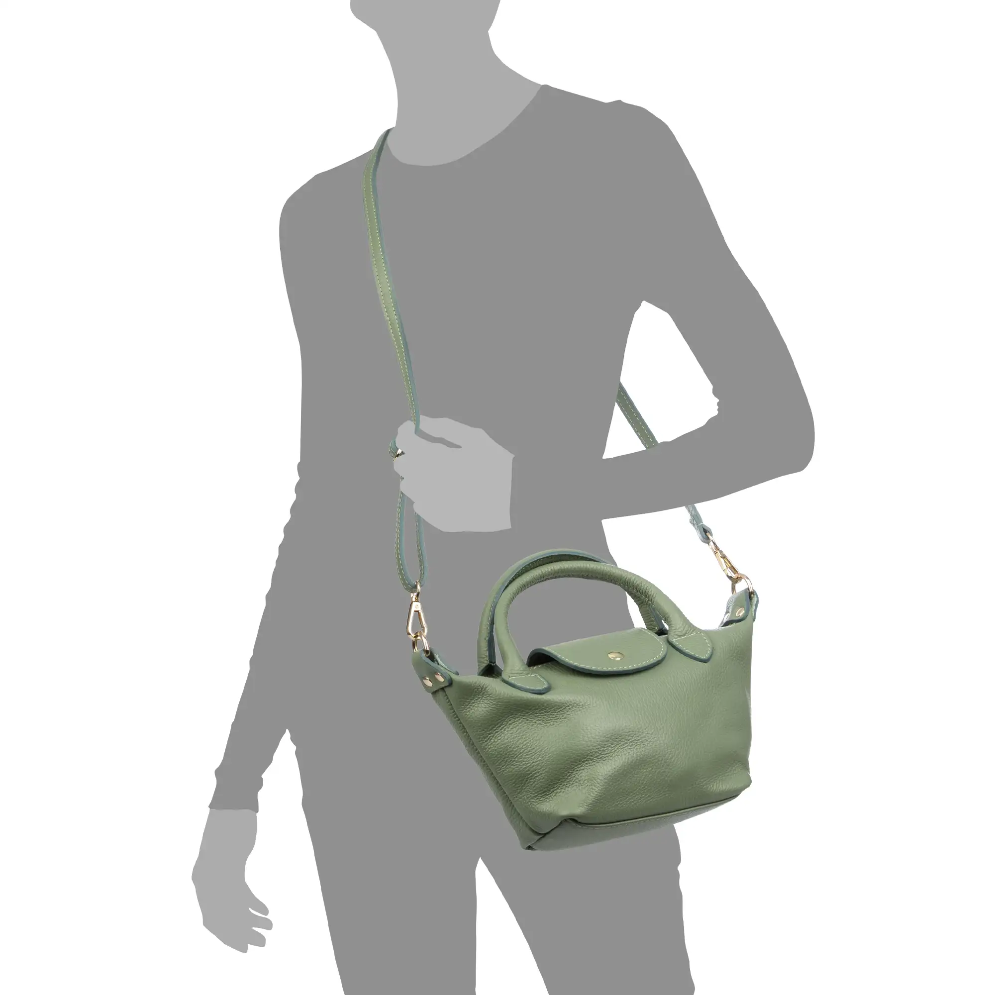 Aurano bolso bandolera tipo Tote mujer. Piel auténtica Dollaro bitono.