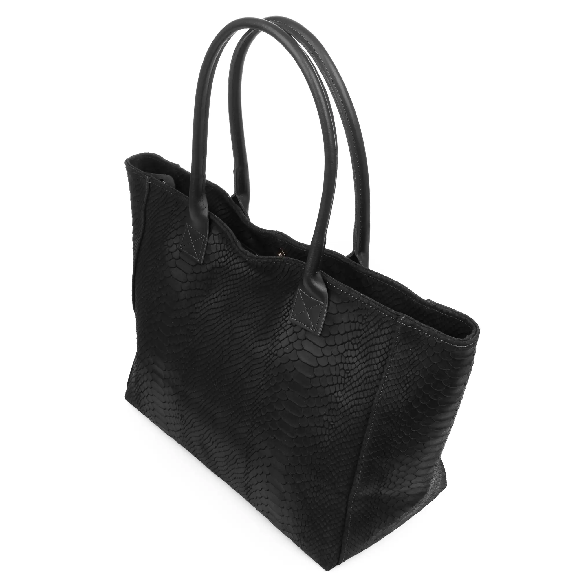 Avola bolso de hombro mujer. Piel auténtica Gamuza grabado serpiente.