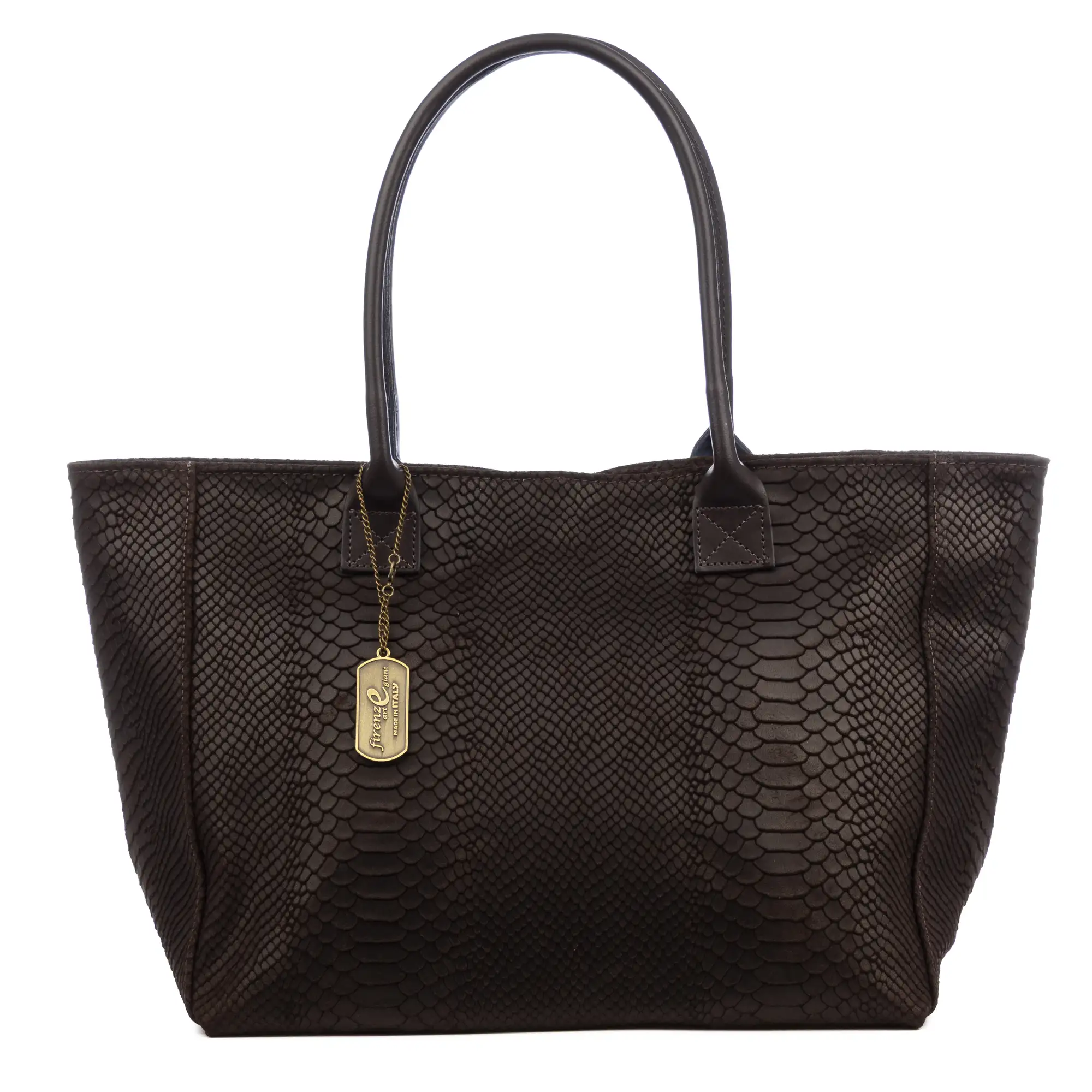 Avola bolso de hombro mujer. Piel auténtica Gamuza grabado serpiente.