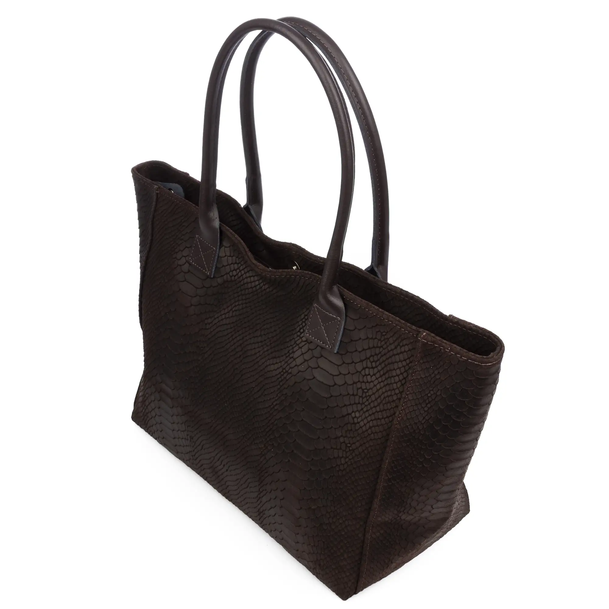 Avola bolso de hombro mujer. Piel auténtica Gamuza grabado serpiente.