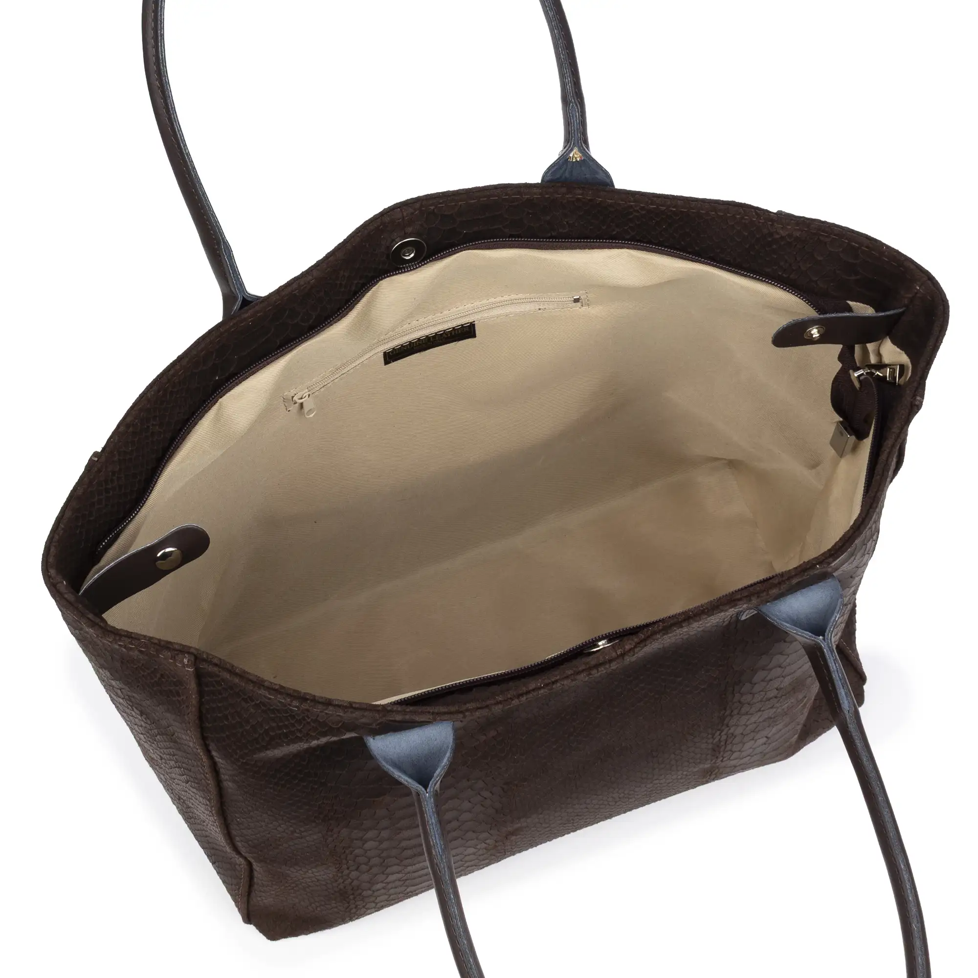 Avola bolso de hombro mujer. Piel auténtica Gamuza grabado serpiente.