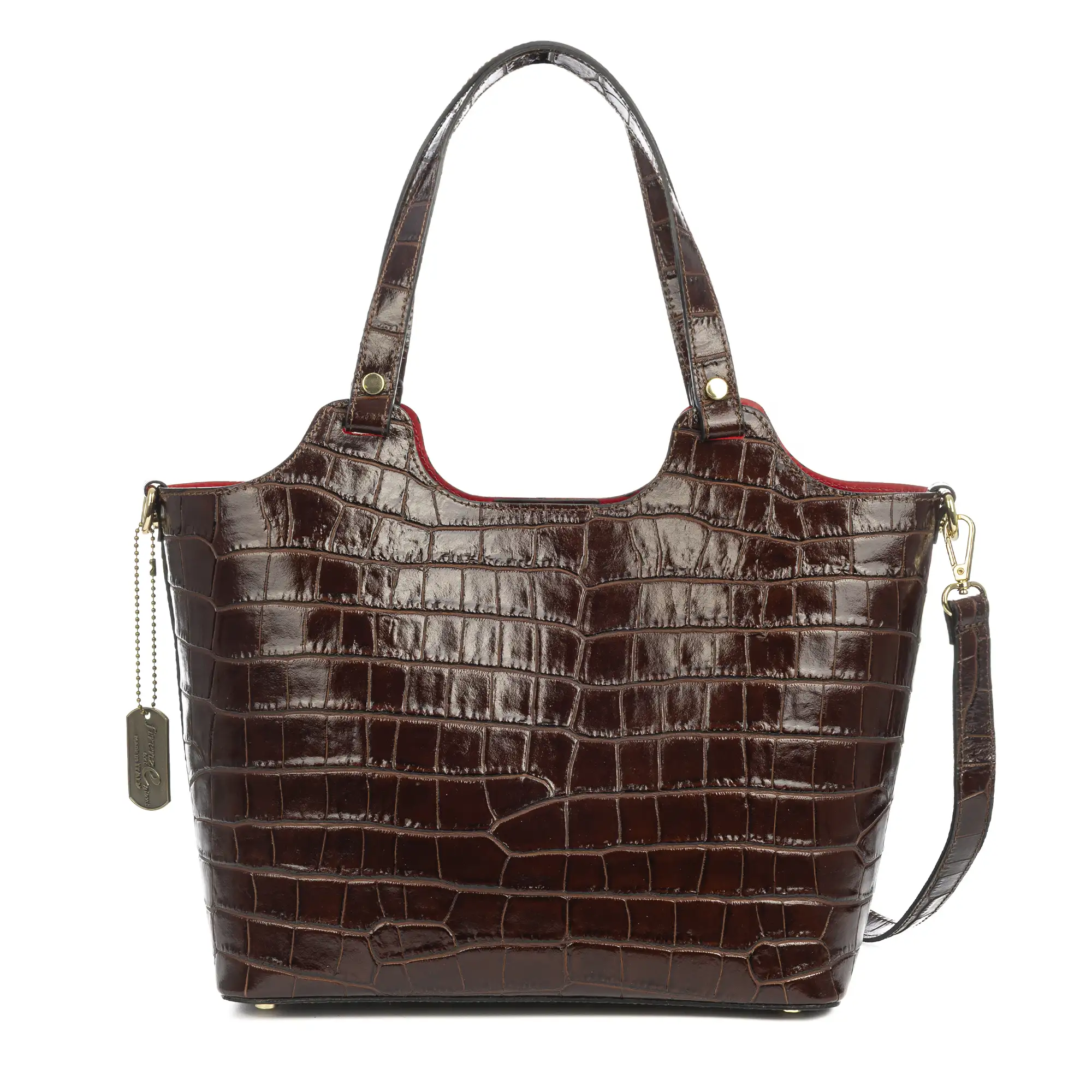 Avolasca bolso shopper mujer. Piel auténtica Crosta grabado cocodrilo.