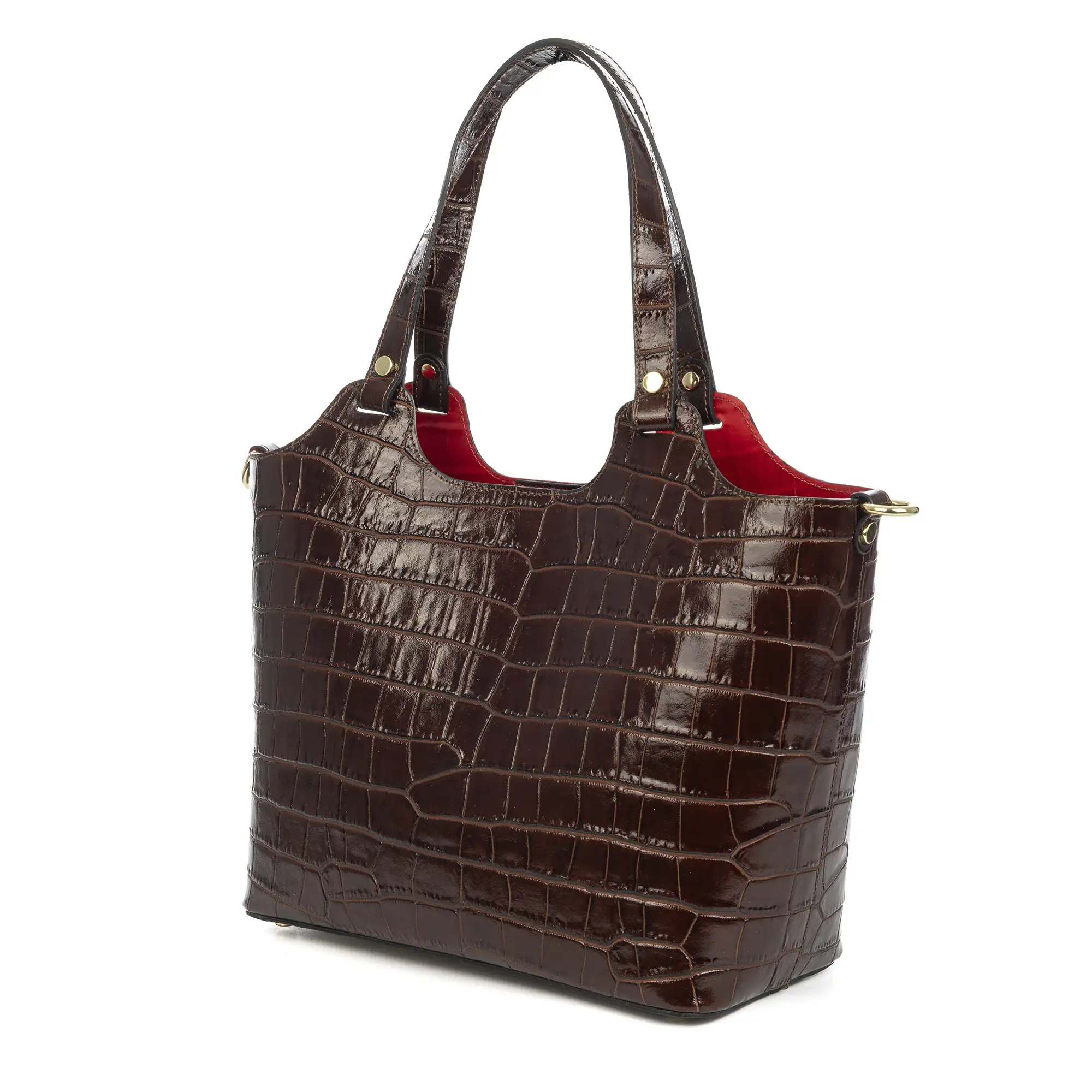 Avolasca bolso shopper mujer. Piel auténtica Crosta grabado cocodrilo.