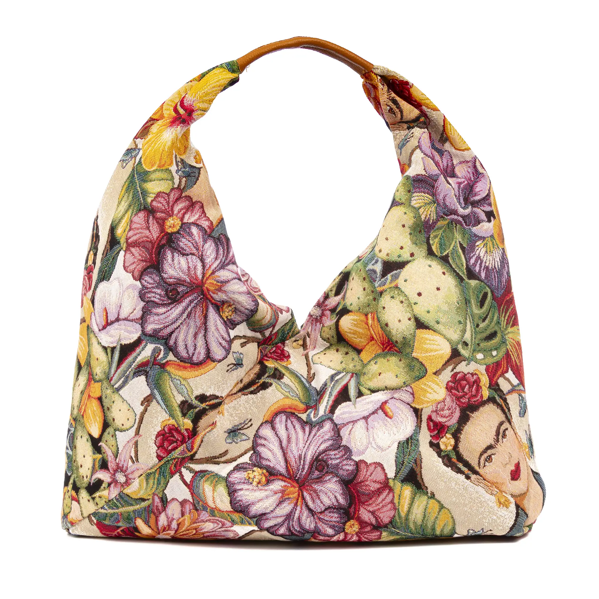 Banzi bolso Shopper de algodón, con asa en cuero. Diseño exclusivo.