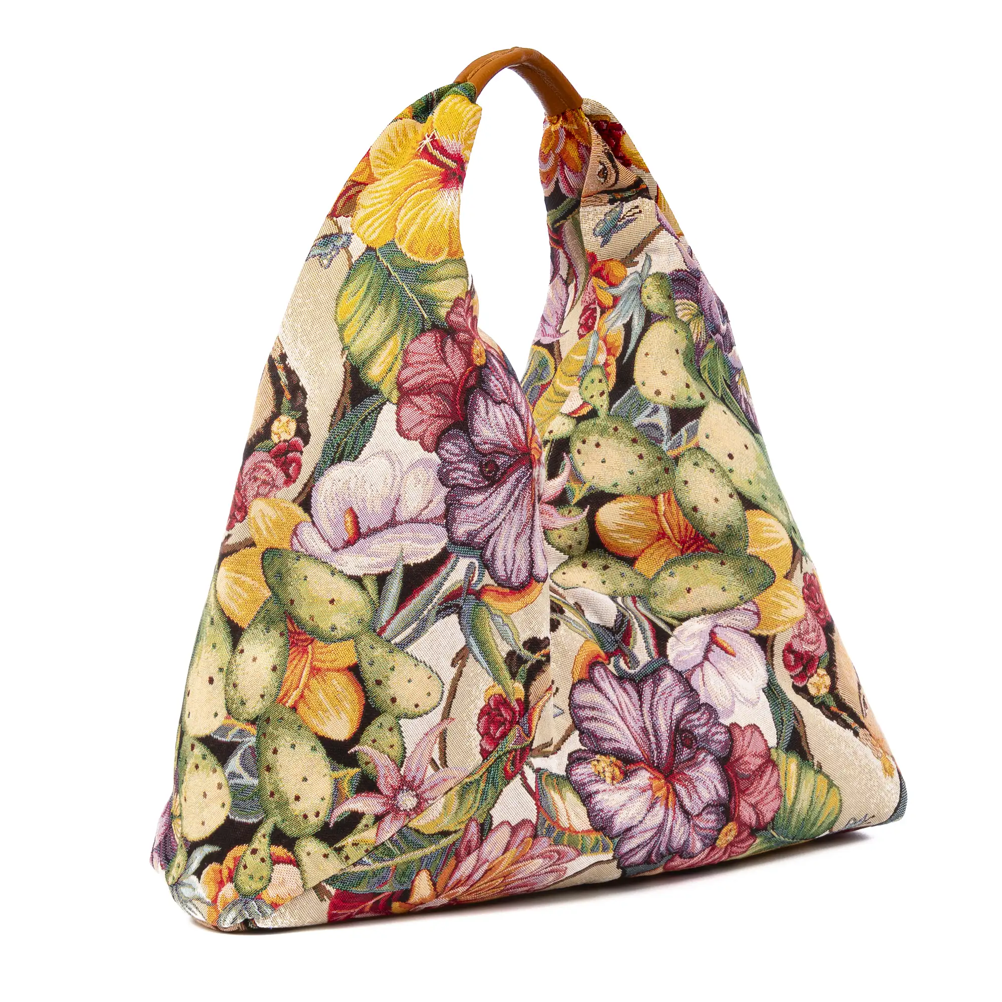 Banzi bolso Shopper de algodón, con asa en cuero. Diseño exclusivo.