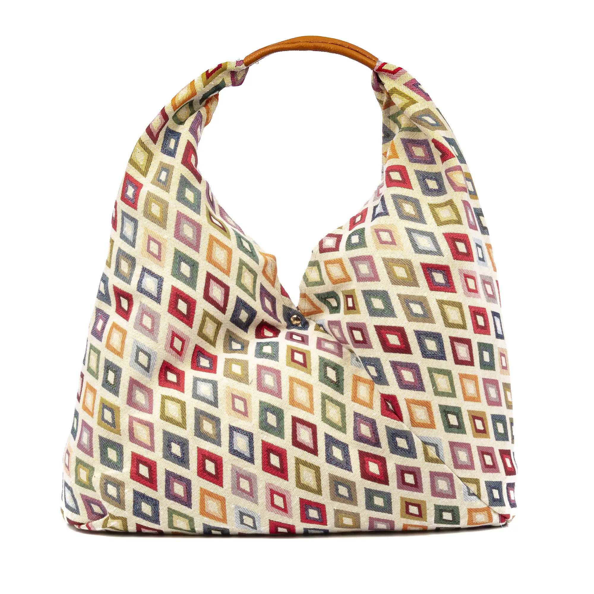 Banzi bolso Shopper de algodón, con asa en cuero. Diseño exclusivo.