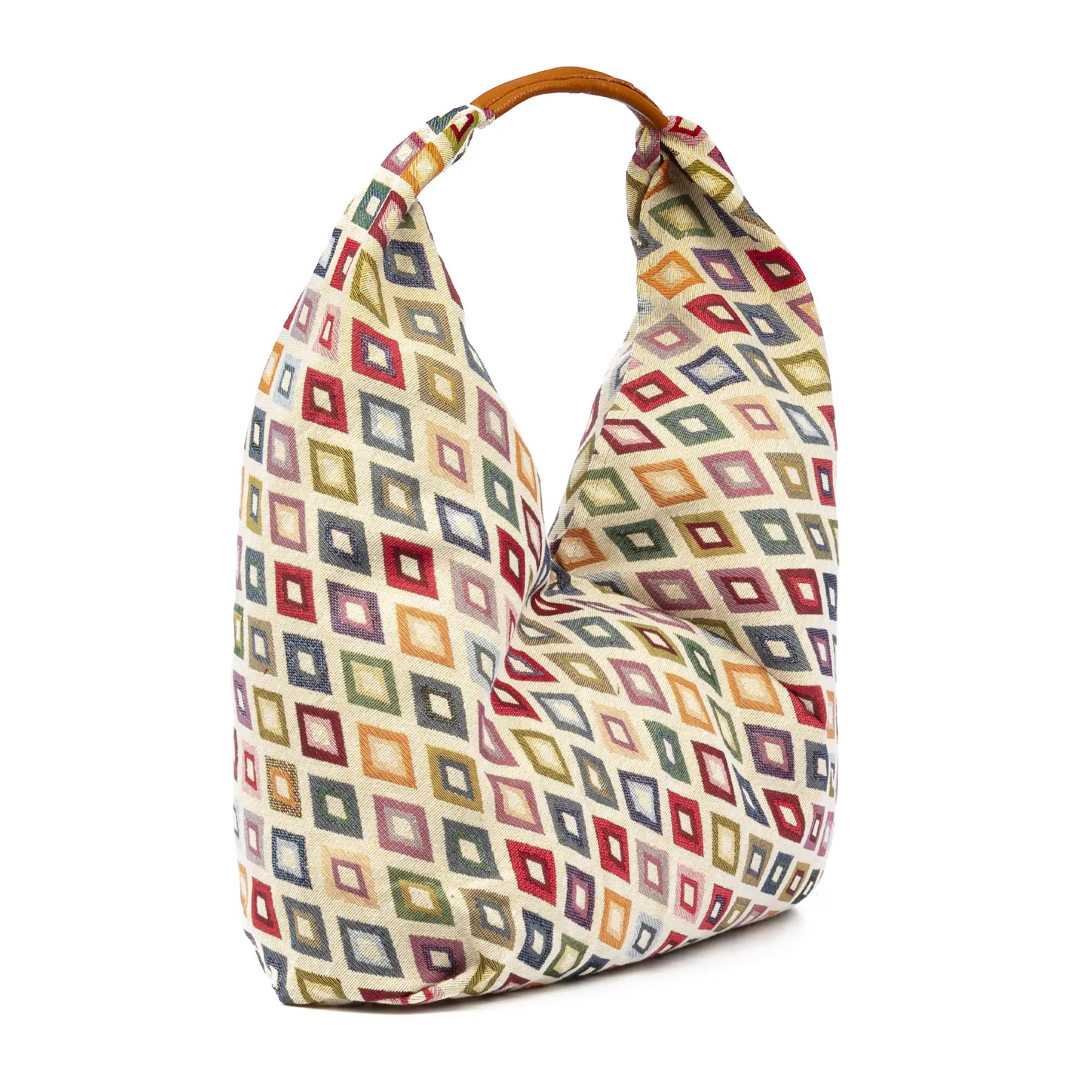Banzi bolso Shopper de algodón, con asa en cuero. Diseño exclusivo.
